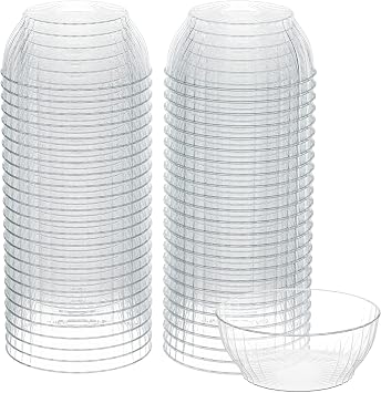 R-Kay 6 Oz Clear Plastic Small Bowls - 50 Pack Disposable Heavy Duty Dessert Bowls With Ice Cream and Salsa 6 OZ, 50 Count