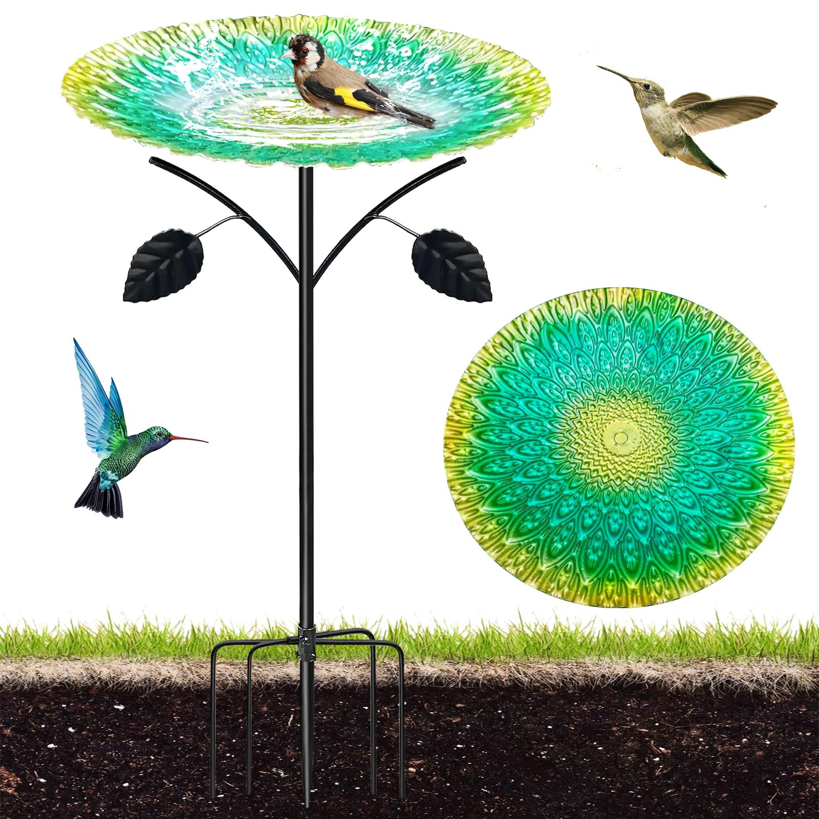 Abbeveratoio Per Uccelli In Metallo Per Esterni, Vasca Per Uccelli Autoportante Da Esterno Con Supporto, Abbeveratoio Per Da Esterno Per Uccelli, Abbeveratoio Uccelli Per Esterni, Giardino(24.5c*83cm)