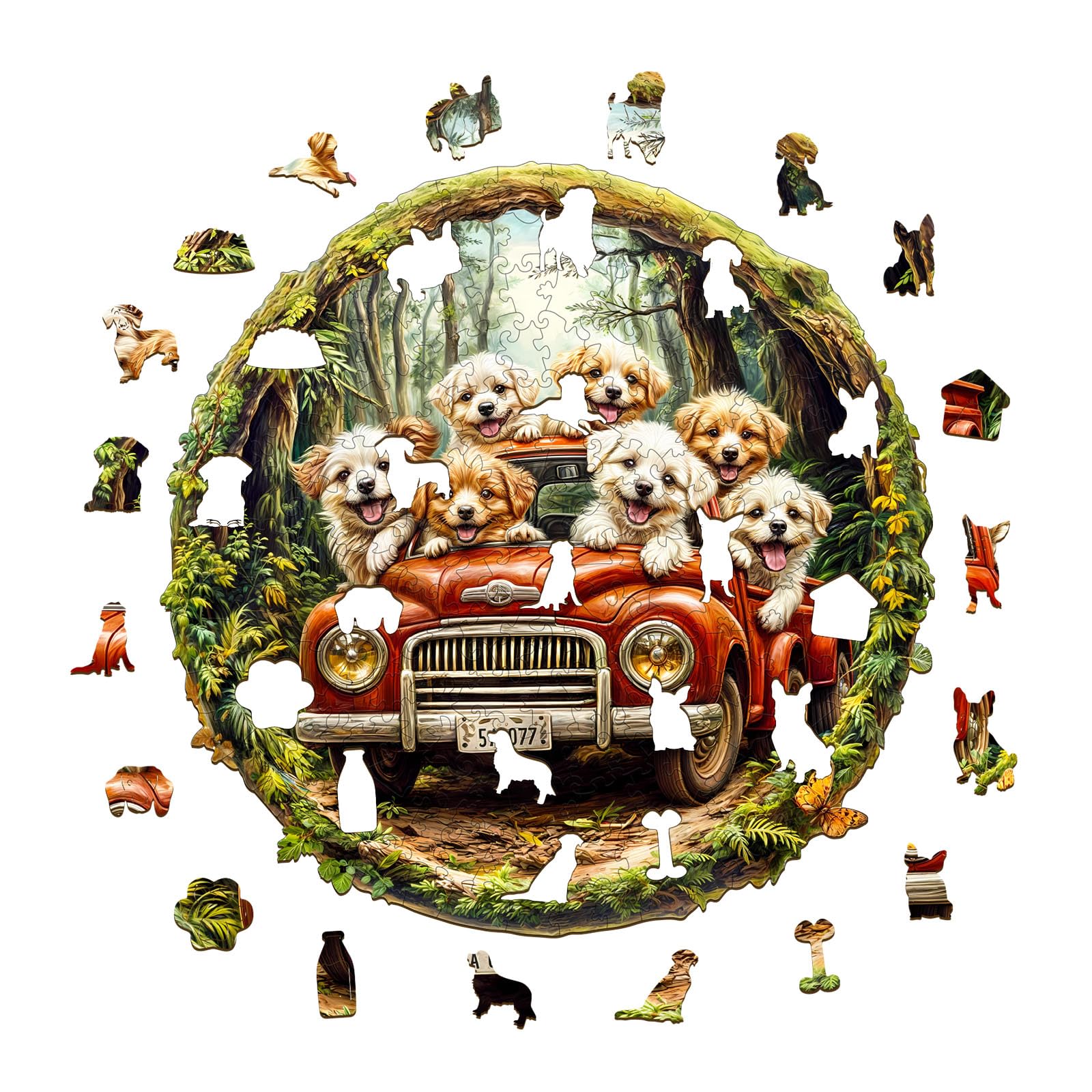 SECOGM Holzpuzzle Für Erwachsene – 100 Teile, Hund-Motiv, 21,5x21,5 Cm, In Geschenkbox