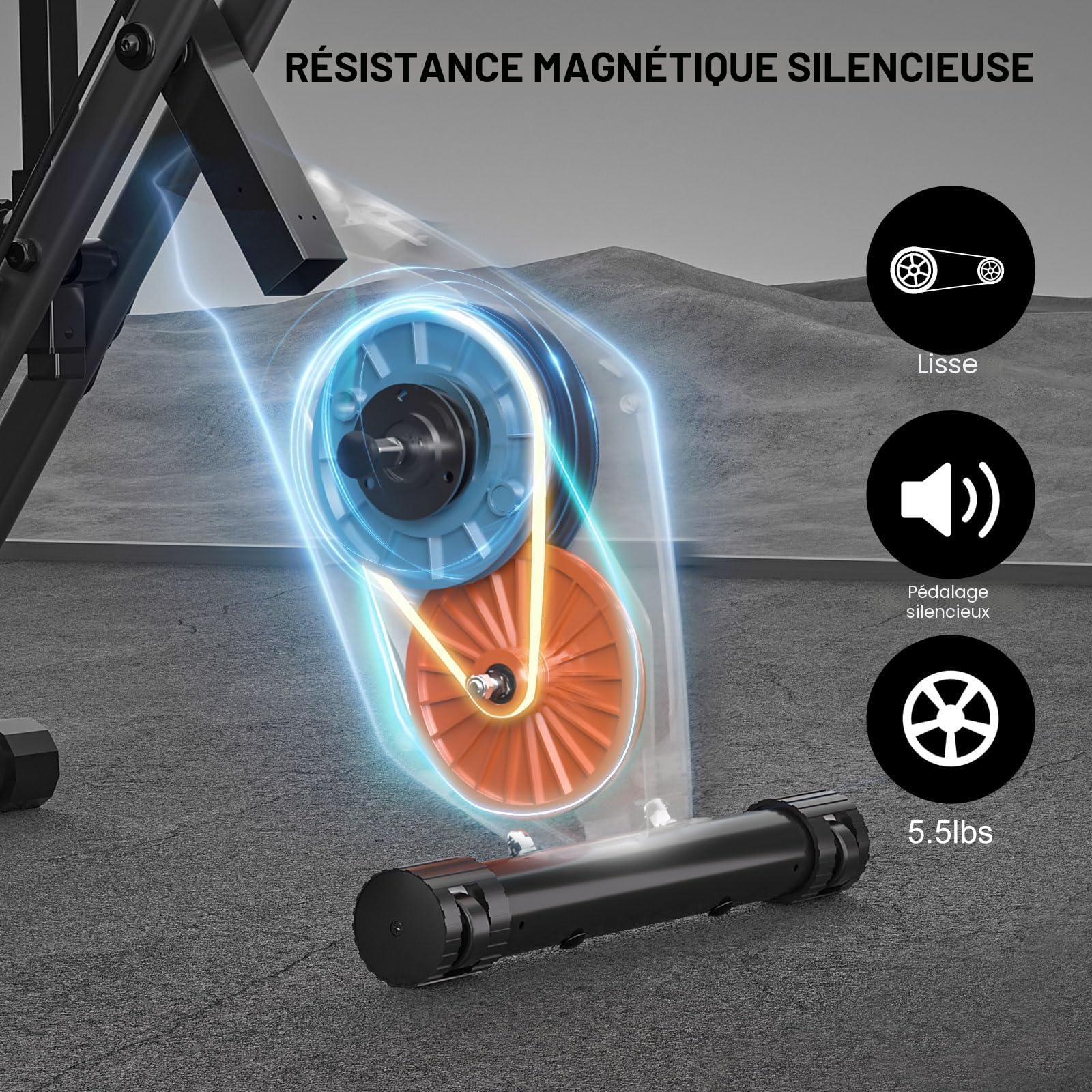 Vélo d'appartement pliable pour la maison 4 en 1 ergomètre pliable pour la maison, 150 kg, portée avec résistance magnétique réglable et écran LCD fitness bike avec capteurs à pulsation