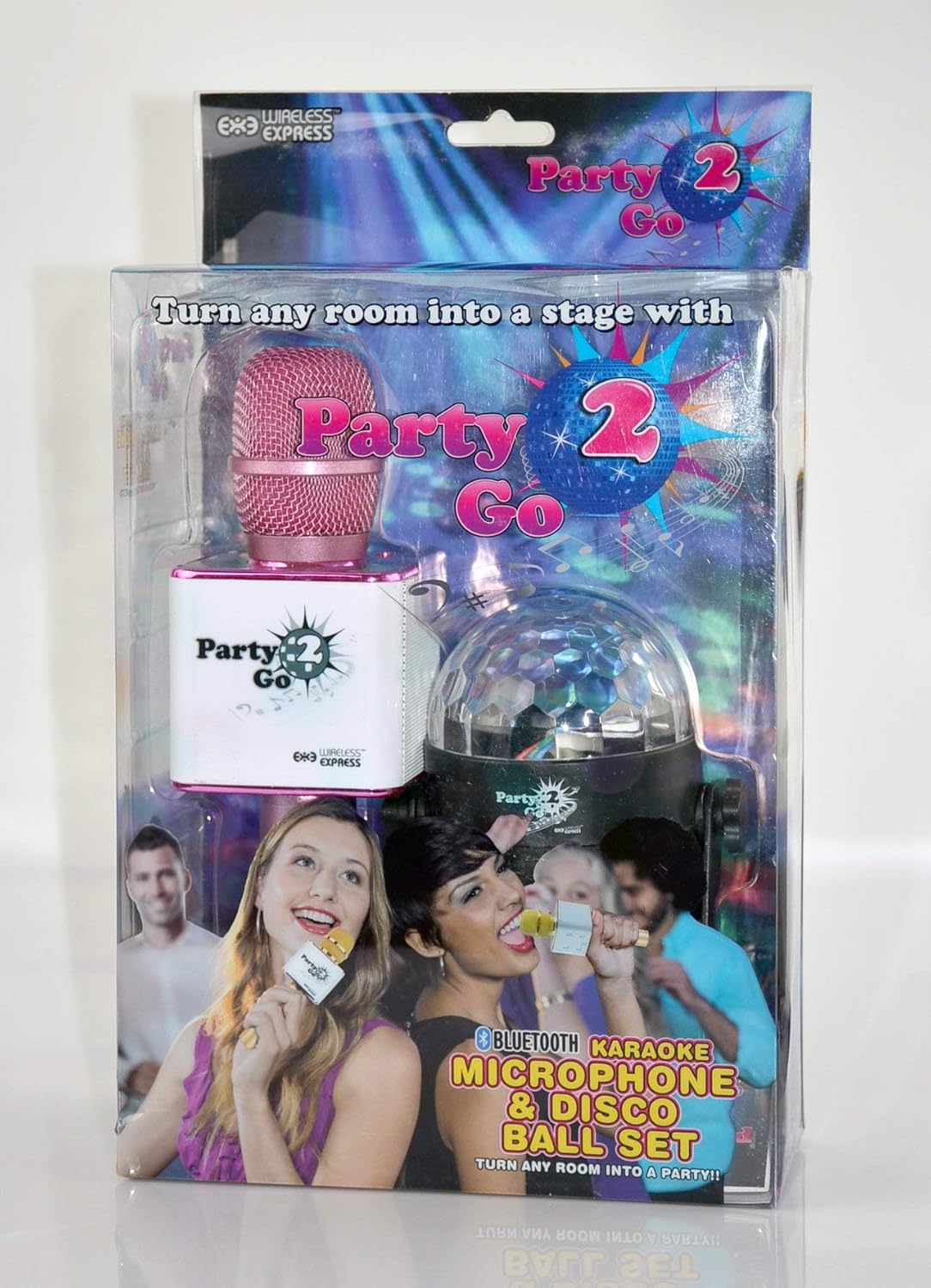Party2Go Bluetooth Karaoke Microphone and Disco Ball Set (Pink) - Image 3