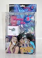 Vista 2 de Party2Go - Juego de micrófono de karaoke Bluetooth y bola de discoteca (rosa)