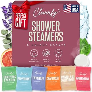 Cleverfy Shower Steamers Aromatherapy – Stocking Stuffers for Teen Girls, Women and Wife – Christmas Gifts for Teens and Women – White Elephant Gifts for Adults – 6 Tablets