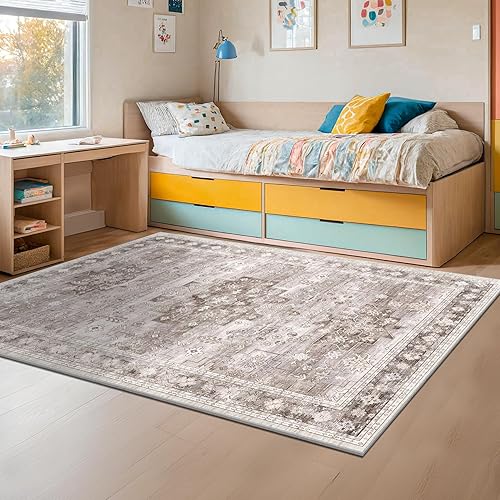 Miniatura 306 de Alfombra Boho Negra para Sala de Estar - Alfombra de Área Lavable de 10x14 Pies, Alfombras de Comedor para Debajo de la Mesa, Alfombra Suave de Pelo