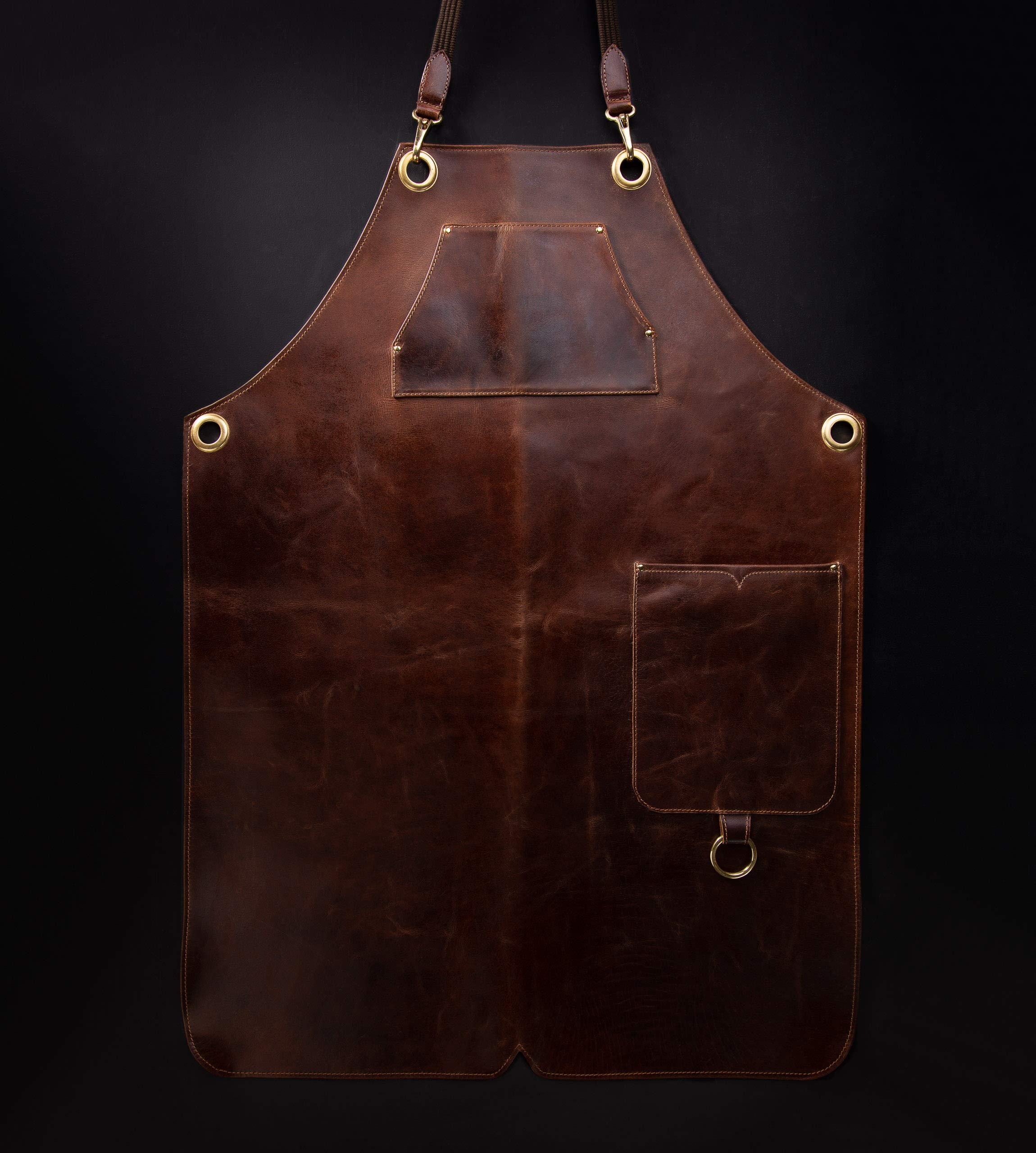 Delantal de Cuero Premium Stoke - Delantal Completo de Cuero Grill - Delantal de Cuero Vintage BBQ & Kitchen & Bar(L-XL)