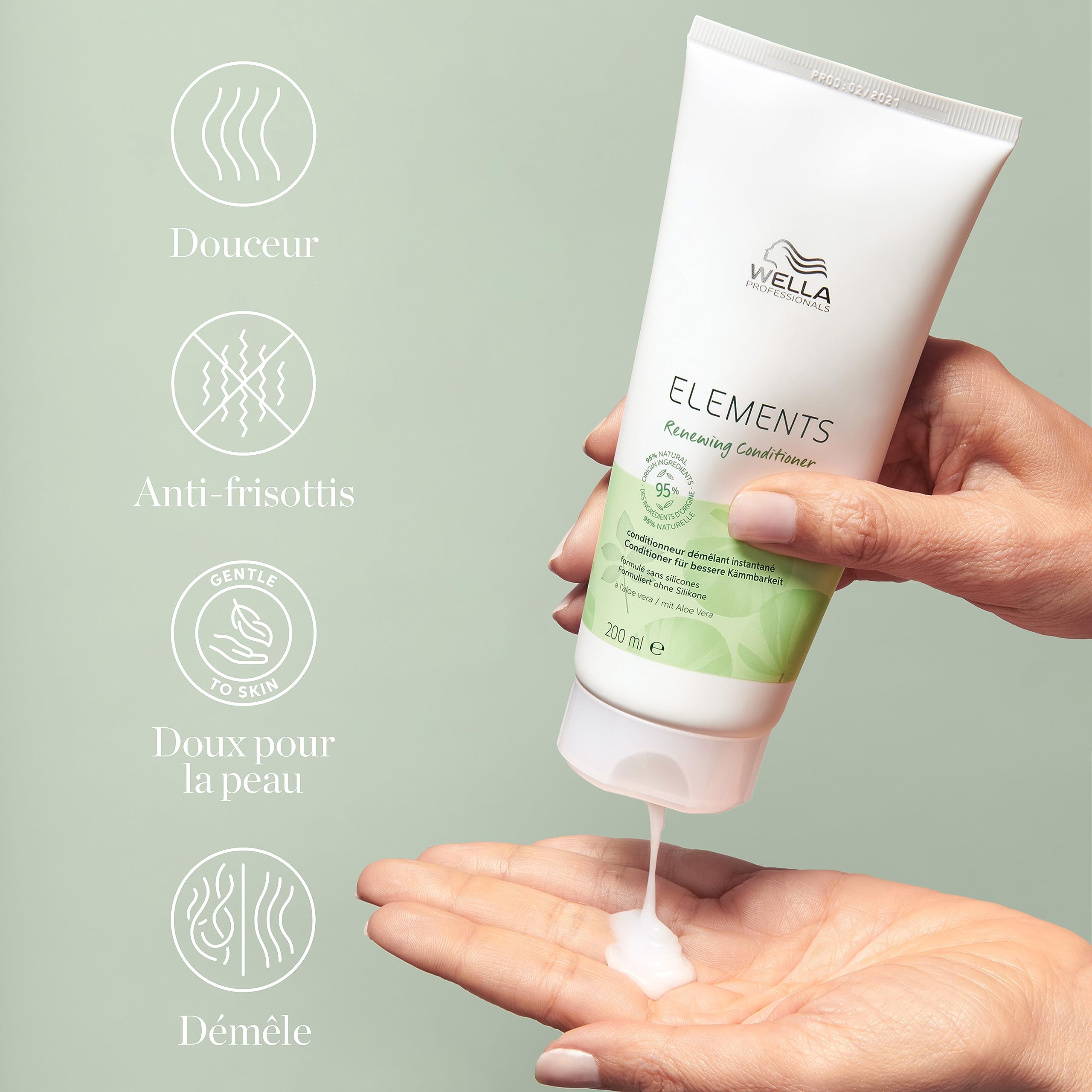 Wella Professionals ELEMENTS Renewing Après-shampoing Sans Sulfate - Démêle, Hydrate & Prévient les Frisottis - Pour Cheveux Normaux à Gras