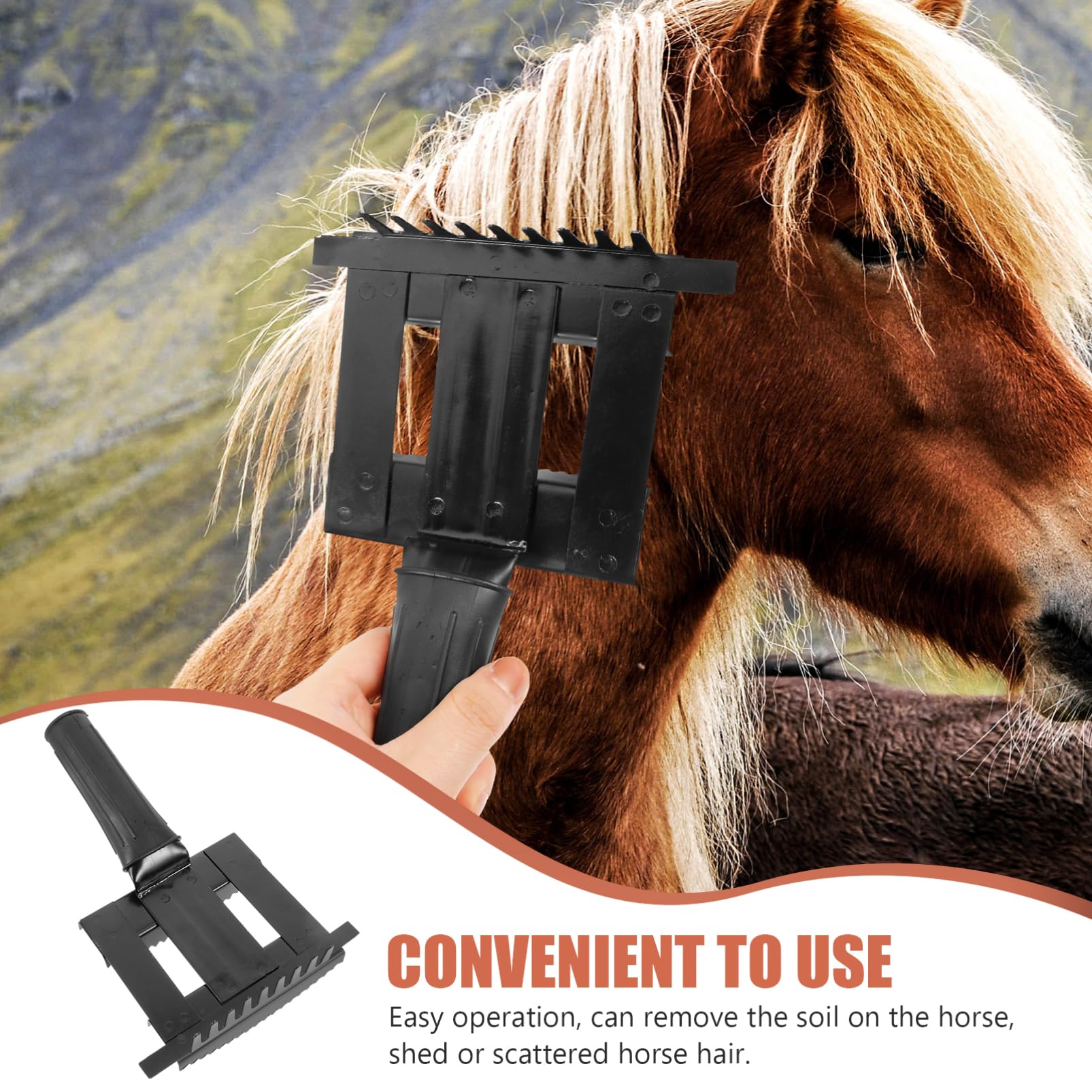 VANZACK 4pièces Peigne De Toilettage Pour Chevaux Râteau Pour Chevaux Et Brosse Anti-saleté Pour Animaux De Conception Ergonomique Et Légère