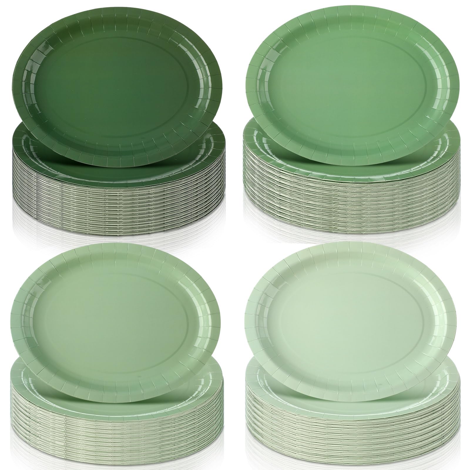Geyoga 48 piatti ovali di carta usa e getta resistenti, 25,4 x 30,5 cm, colore verde salvia, ideali per feste, dessert, cene, compleanni, matrimoni, baby shower