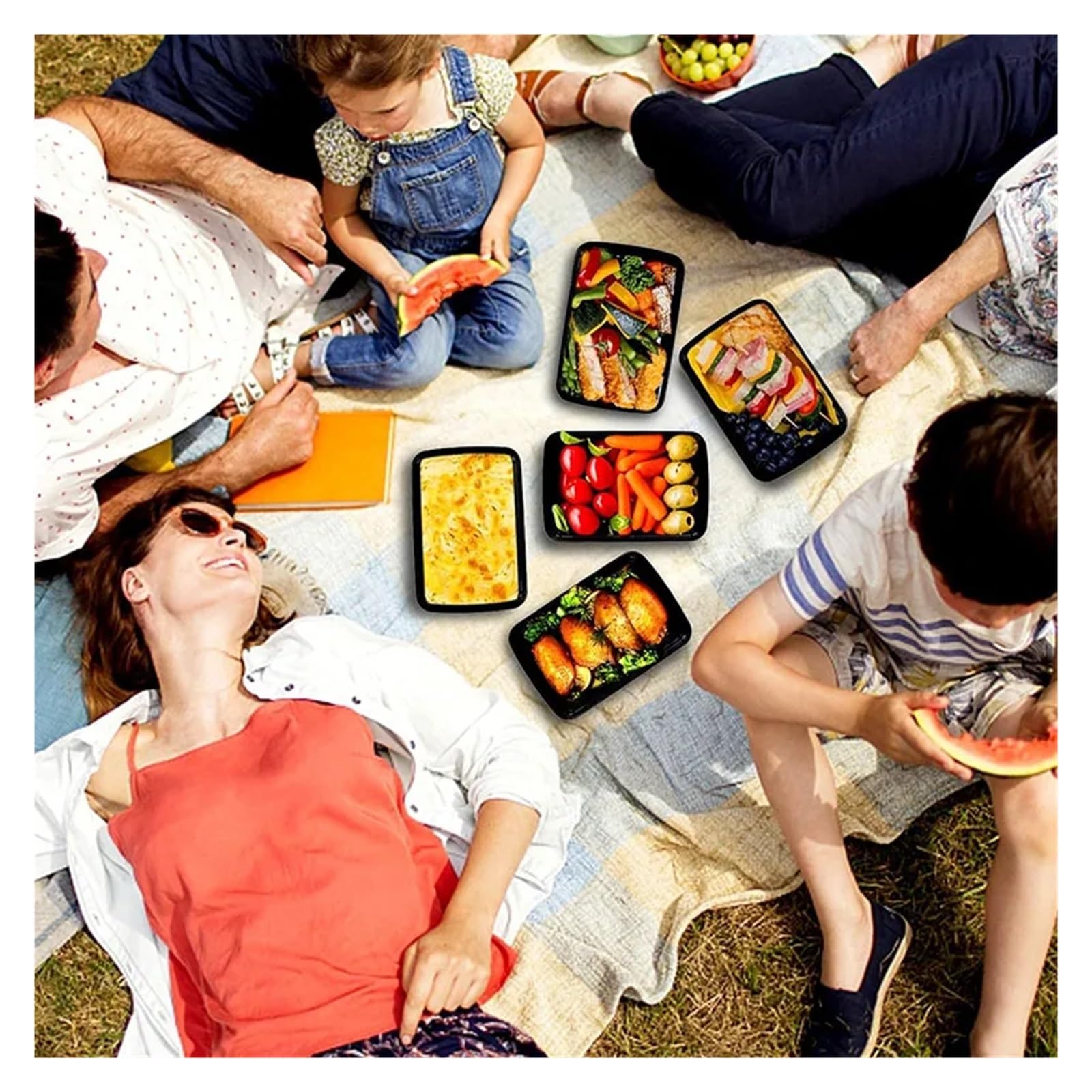 Paquete de 15 recipientes for preparar comidas, aptos for microondas, con tapas, plástico, apilables y desechables
