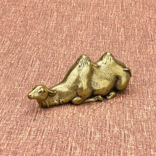 Miniatura 3 de MANGOUSONG Figurines Brass Animal,8.5x2.7cm Vintage Brass Camel Figurine Miniature Penholder Office Desktop Ornament Solid Metal Copper Animal Tea