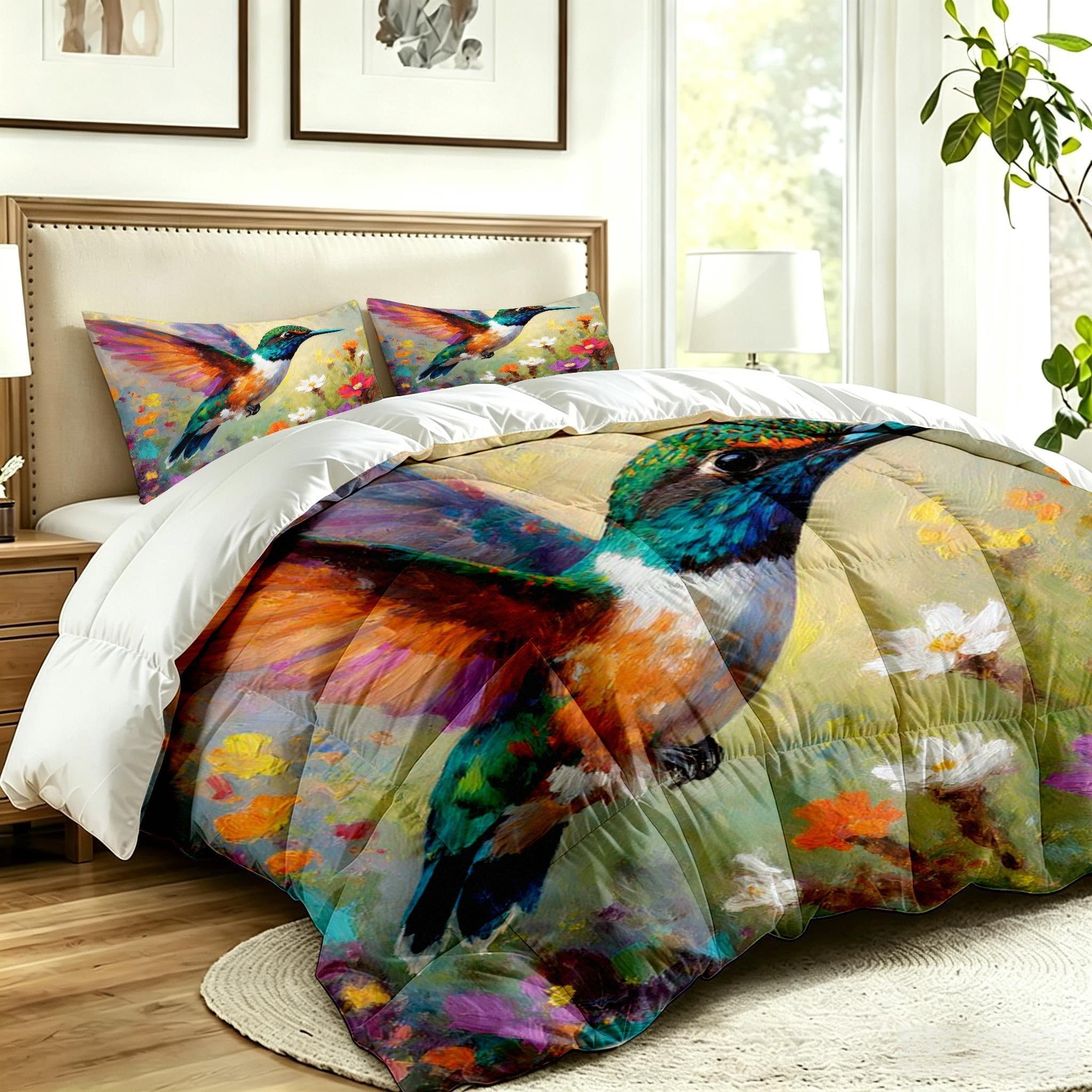 Juego de Cama 135x200cm Pájaro Florido 3D para 4 Estaciones-A132