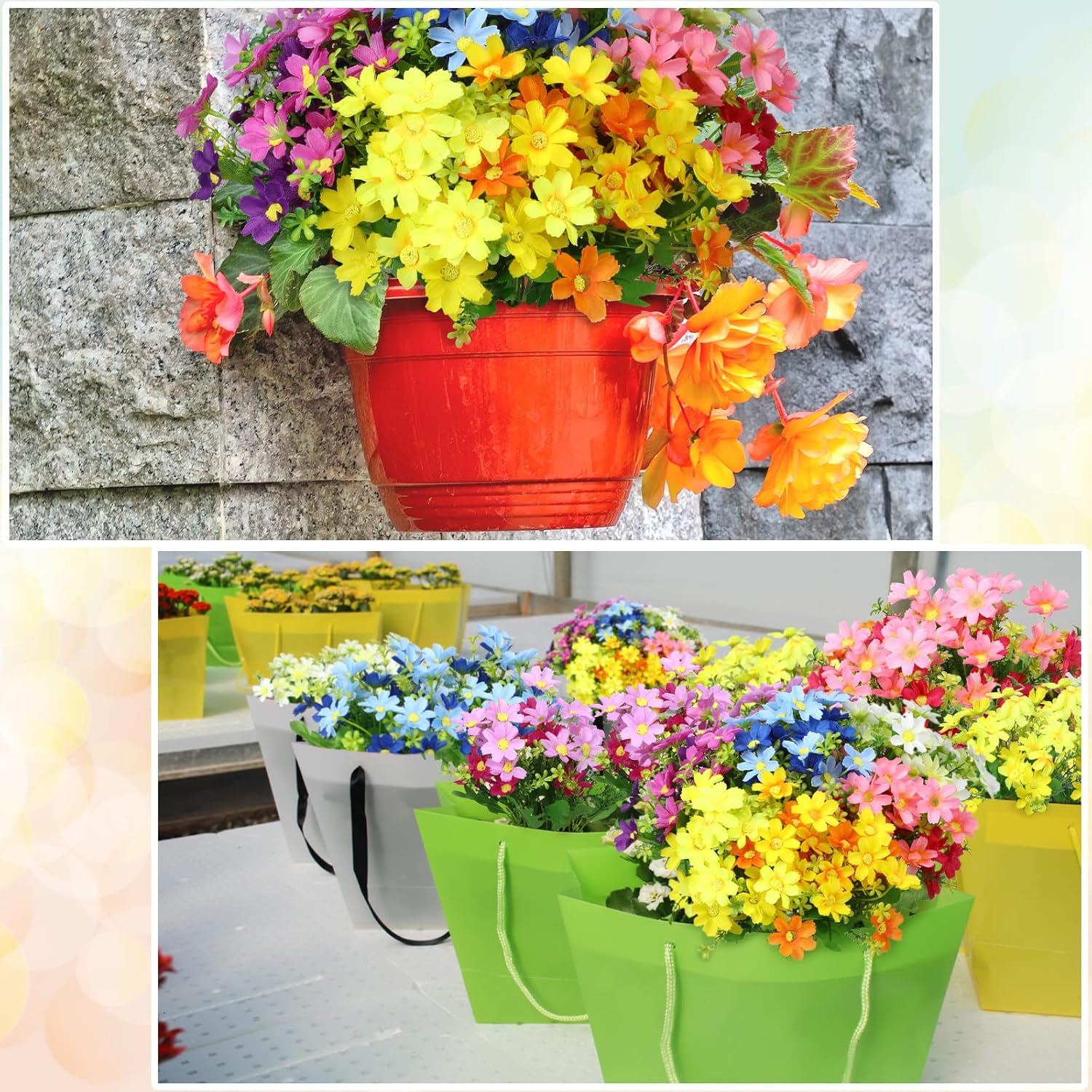 Yinder 21 Bundles Artificial Flowers Outdoor UV Resistant Artificial Plants Wildflowers Bulk Plastic Daisies Flower for Spring Hanging Planter Porch Home Garden Decor Wedding(Multicolor) - Image 5