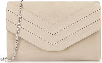Evening Bag for Women, Suede Envelope Evening Purses Crossbody Shoulder Clutch Bag