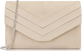 Milisente Evening Bag for Women, Suede Envelope Evening Purses Crossbody Shoulder Clutch Bag