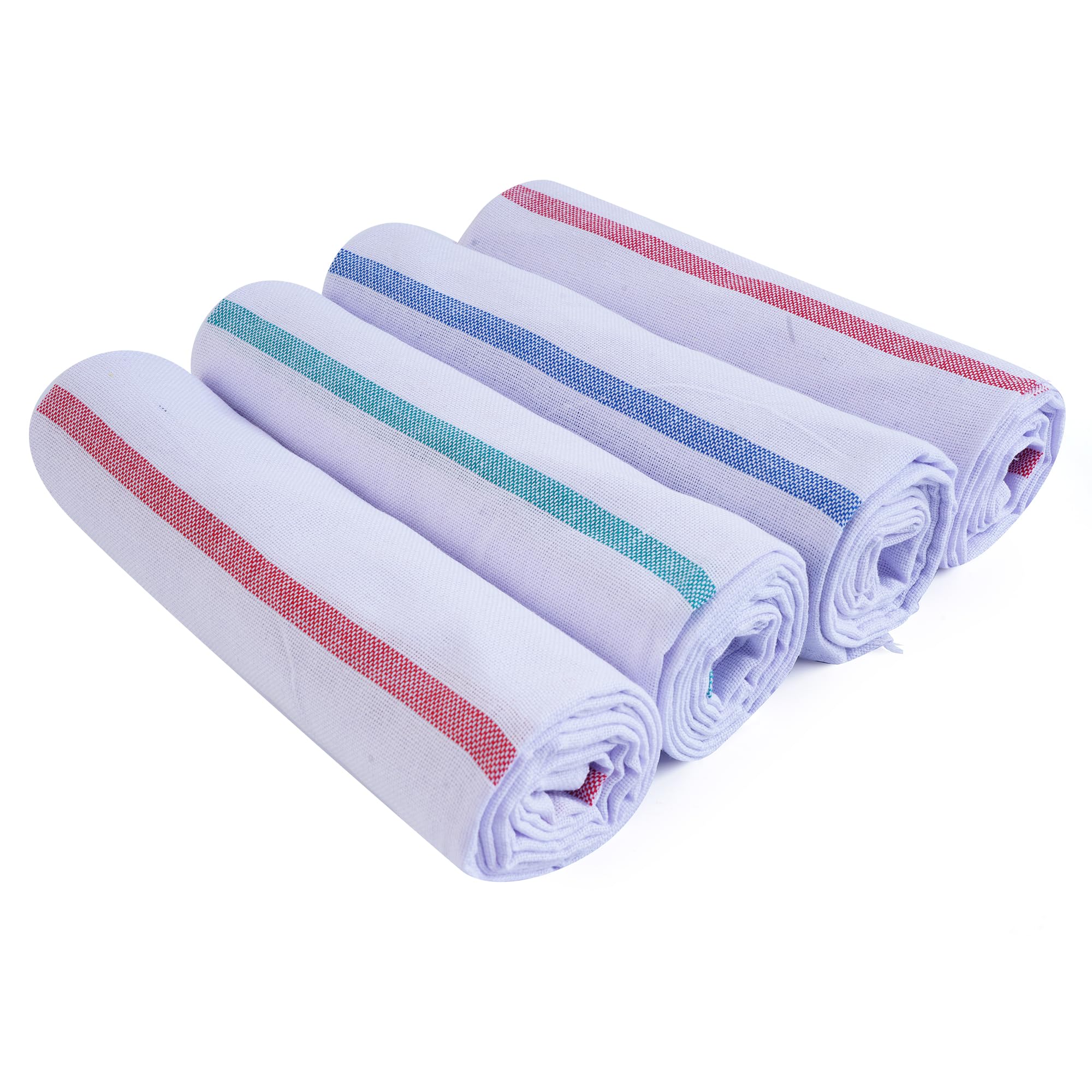 COMFORT WEAVE Cotton Kerala Bath Towels (Thorthu) Pack of 4 Pcs (30" X 60"), White, 152.4X76.2 Cm, 200 TC, 152.4 Centimeters