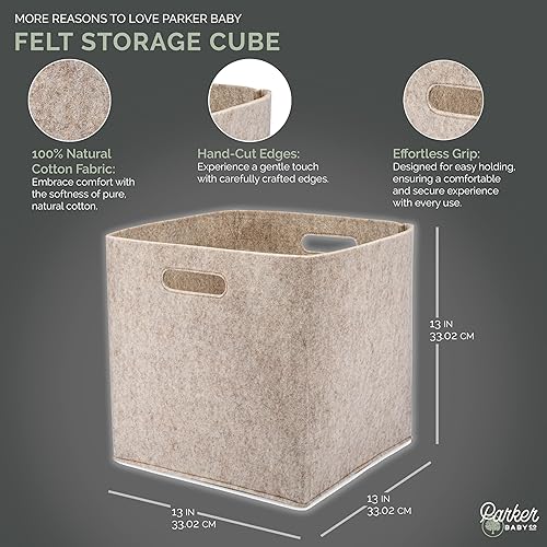 Miniatura 2 de Parker Cubo de almacenamiento plegable de fieltro para bebé, cubo de 13 pulgadas para organizador de cubos, organizadores de armario y contenedor de