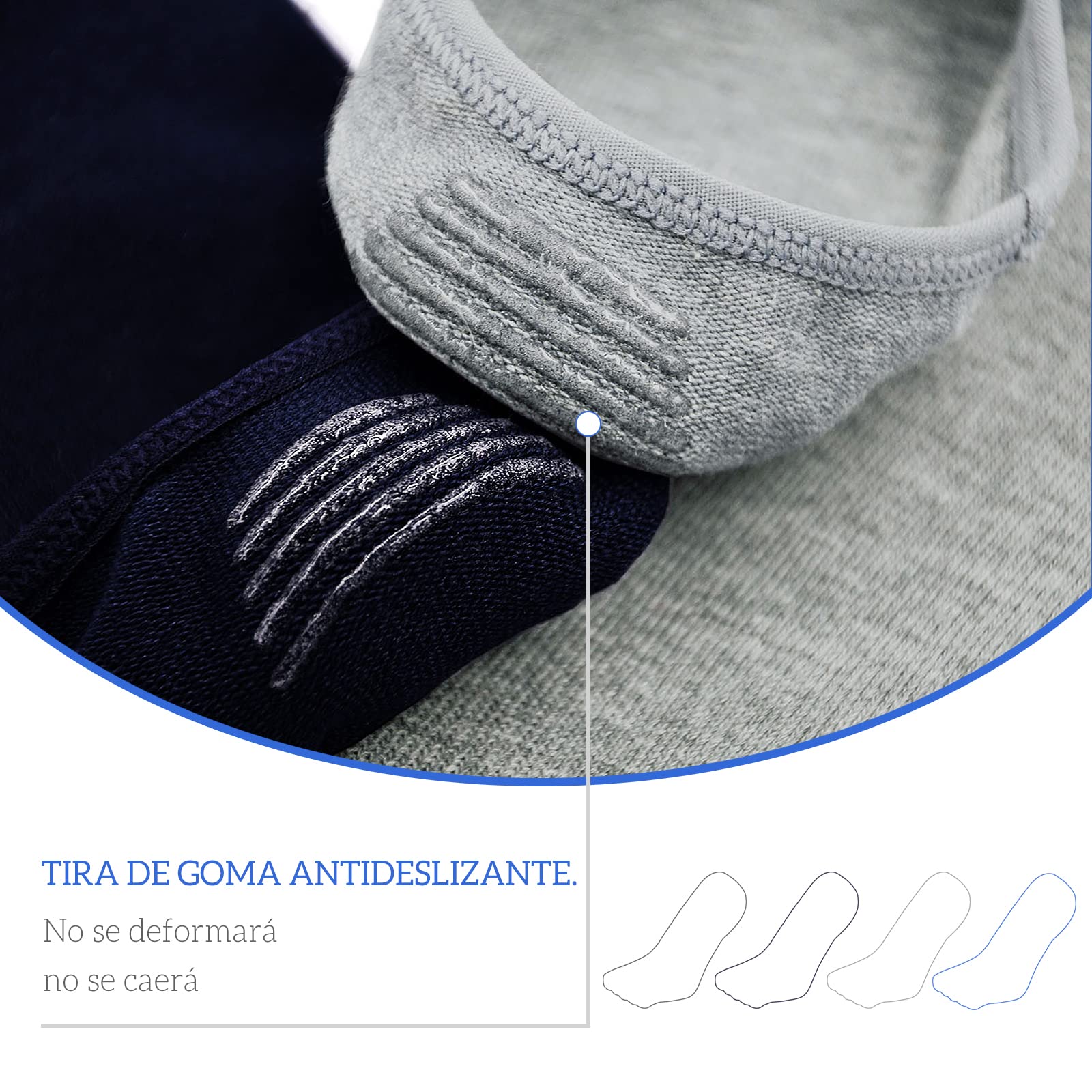 PUTUO Calcetines Invisibles de Dedos Hombre: Calcetines de Cinco Dedos Tobilleros de Algodón para Hombres Calcetines de Deporte de Corte Bajo con Silicona Antideslizante Talla 39-46, 4 Pares
