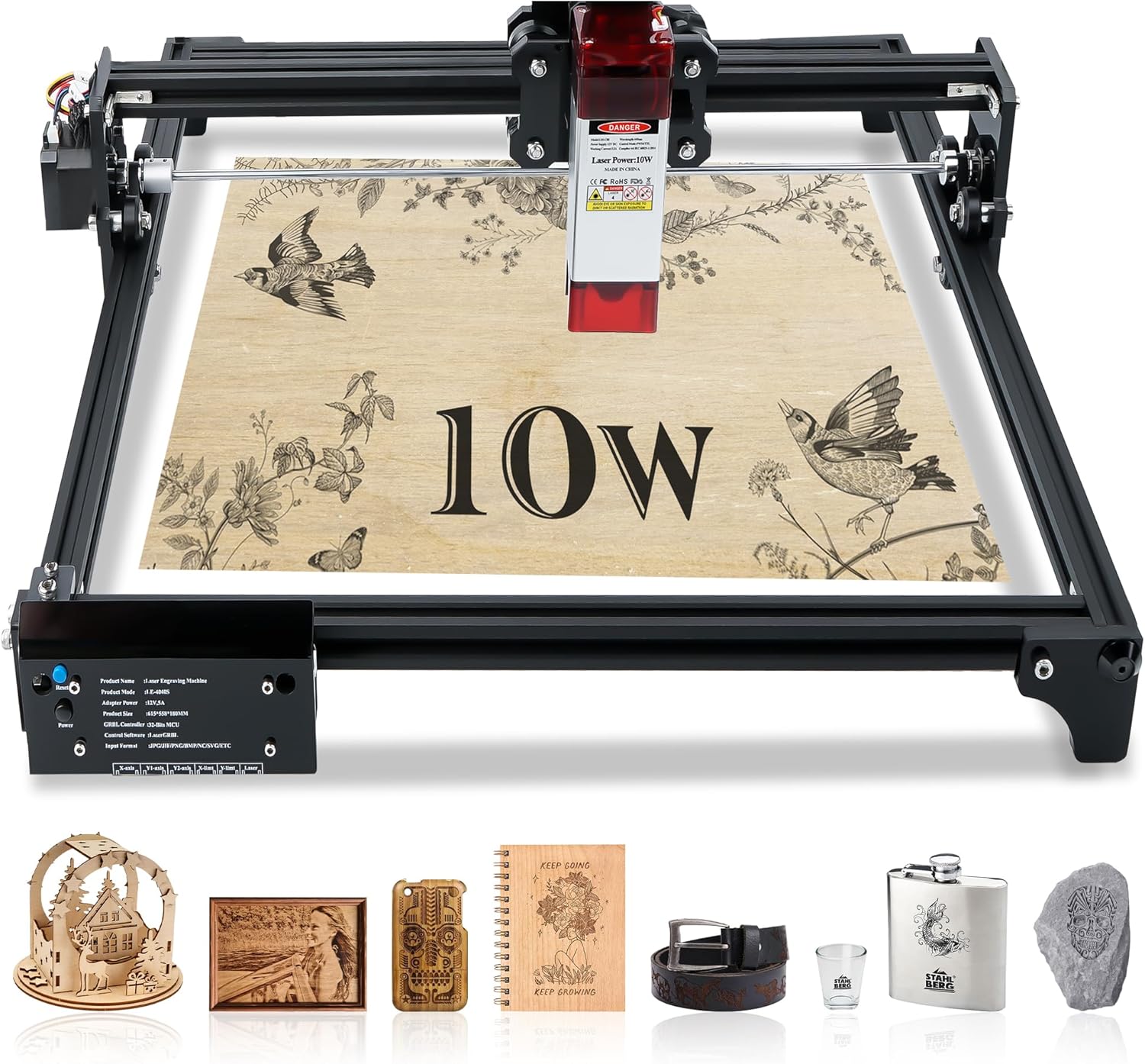 Laser Engraver, 10W Output Power Laser Cutter, 80W Higher Accuracy