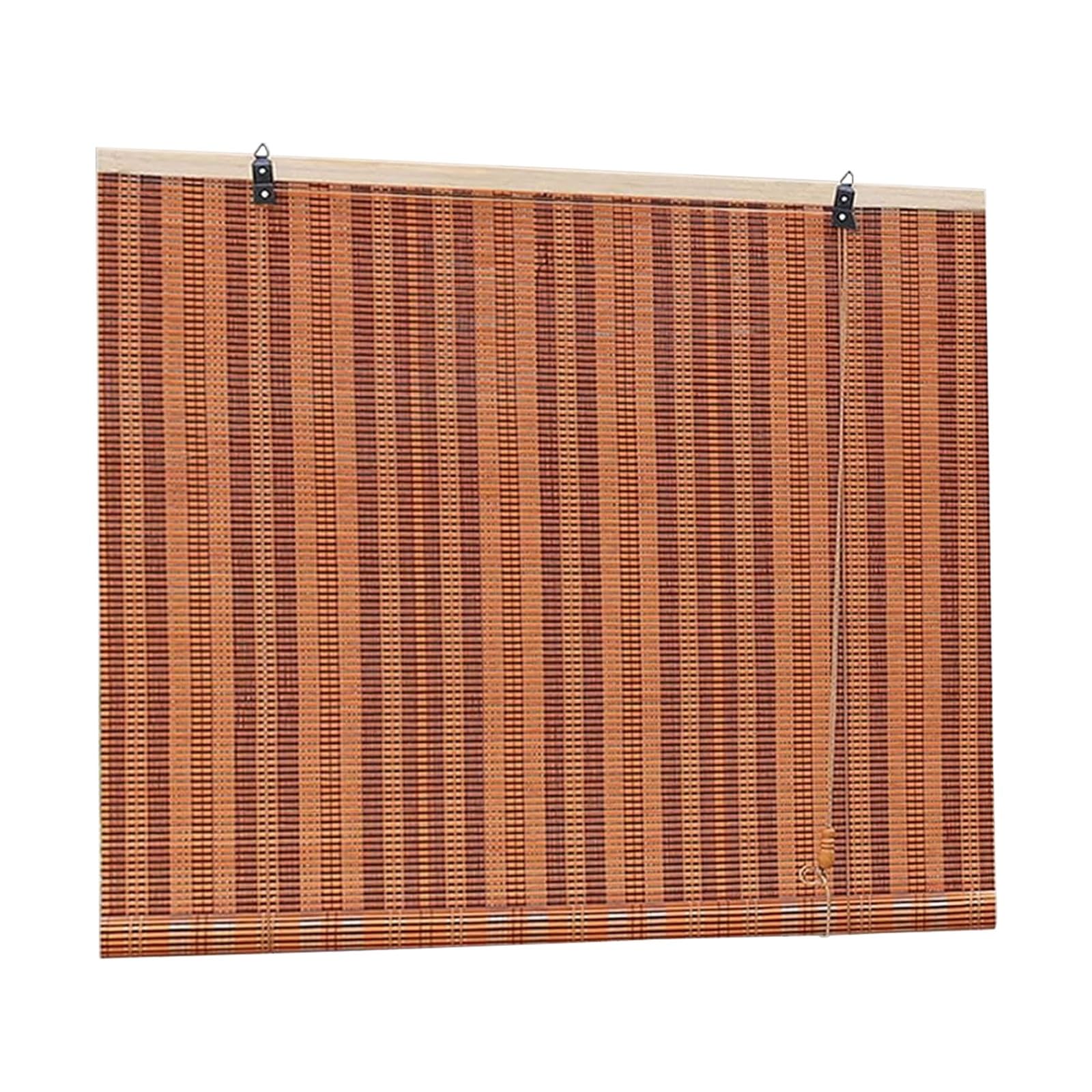 Rolety bambusowe, ochrona prywatności, filtr światła, Premium retro, z bocznym ściągaczem, do okien i drzwi (pomarańczowe, szer. 1,6 x wys. 2 m)