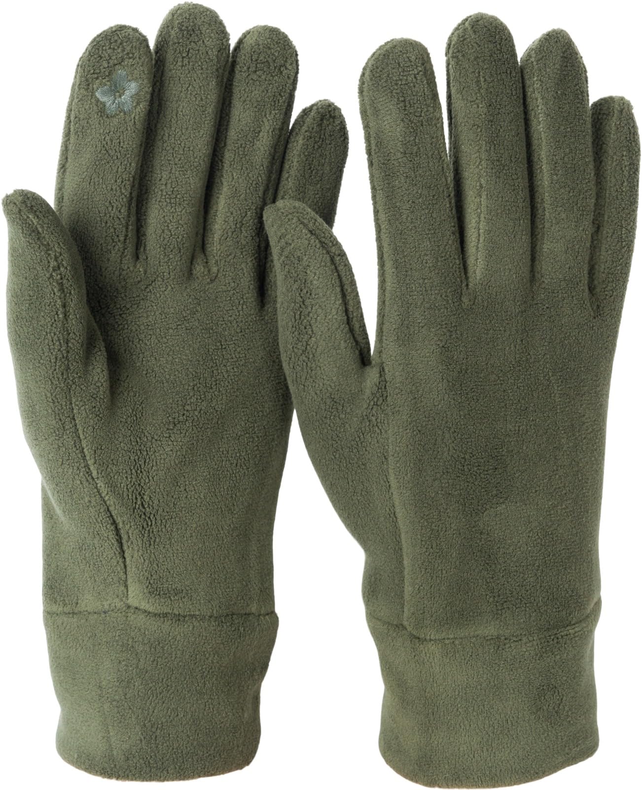 styleBREAKER Ladies Touchscreen Fleece Gloves Unicoloured, warm finger gloves, winter 09010047, Colour:Dark olive