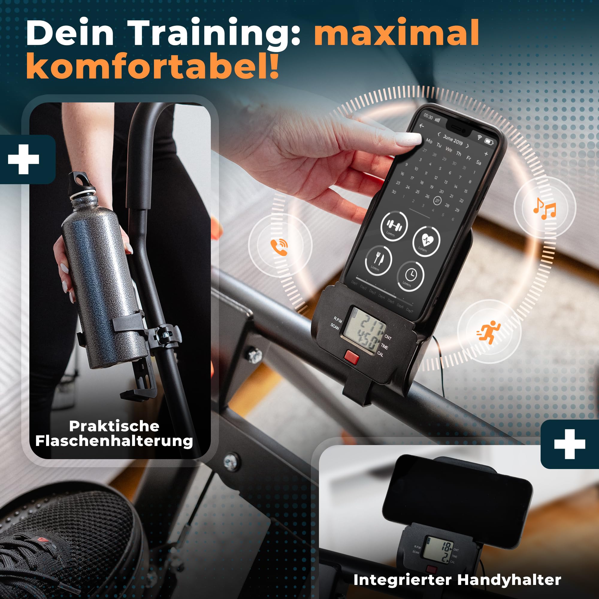 Stairmaster für Zuhause – Movana Treppensteiger Fitnessgerät mit 3 Schwierigkeitsstufen für Beginner, Testsieger, Handy- & Flaschenhalter, Cardio & Kraft, Stair Climber Stepper Heimtrainer