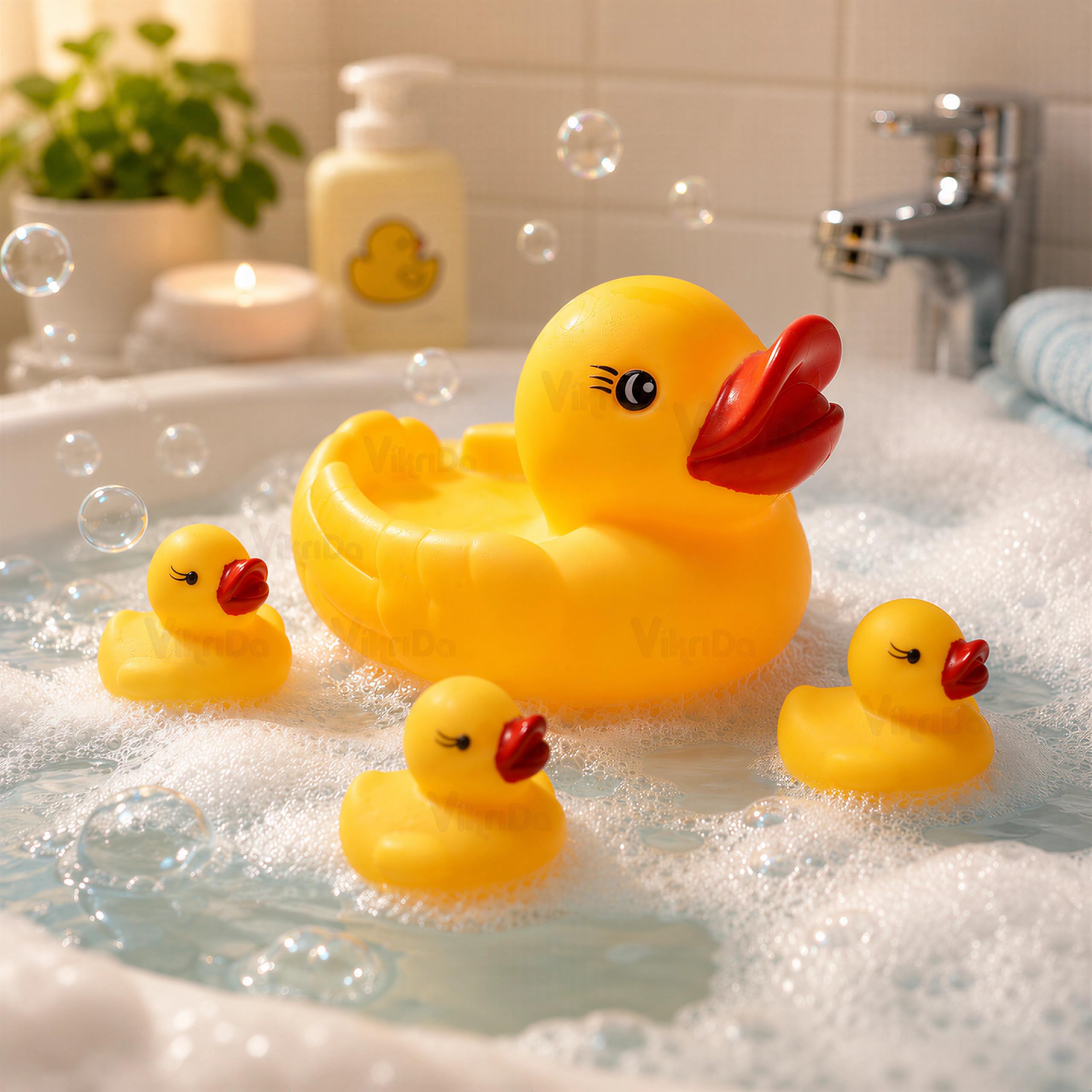 Vikrida Floating Baby Bath Toys for Kids | Chu Chu Sound Non-Toxic Rubber Squeeze Bathing Toys for Toddlers & Babies (Yellow)-image-31