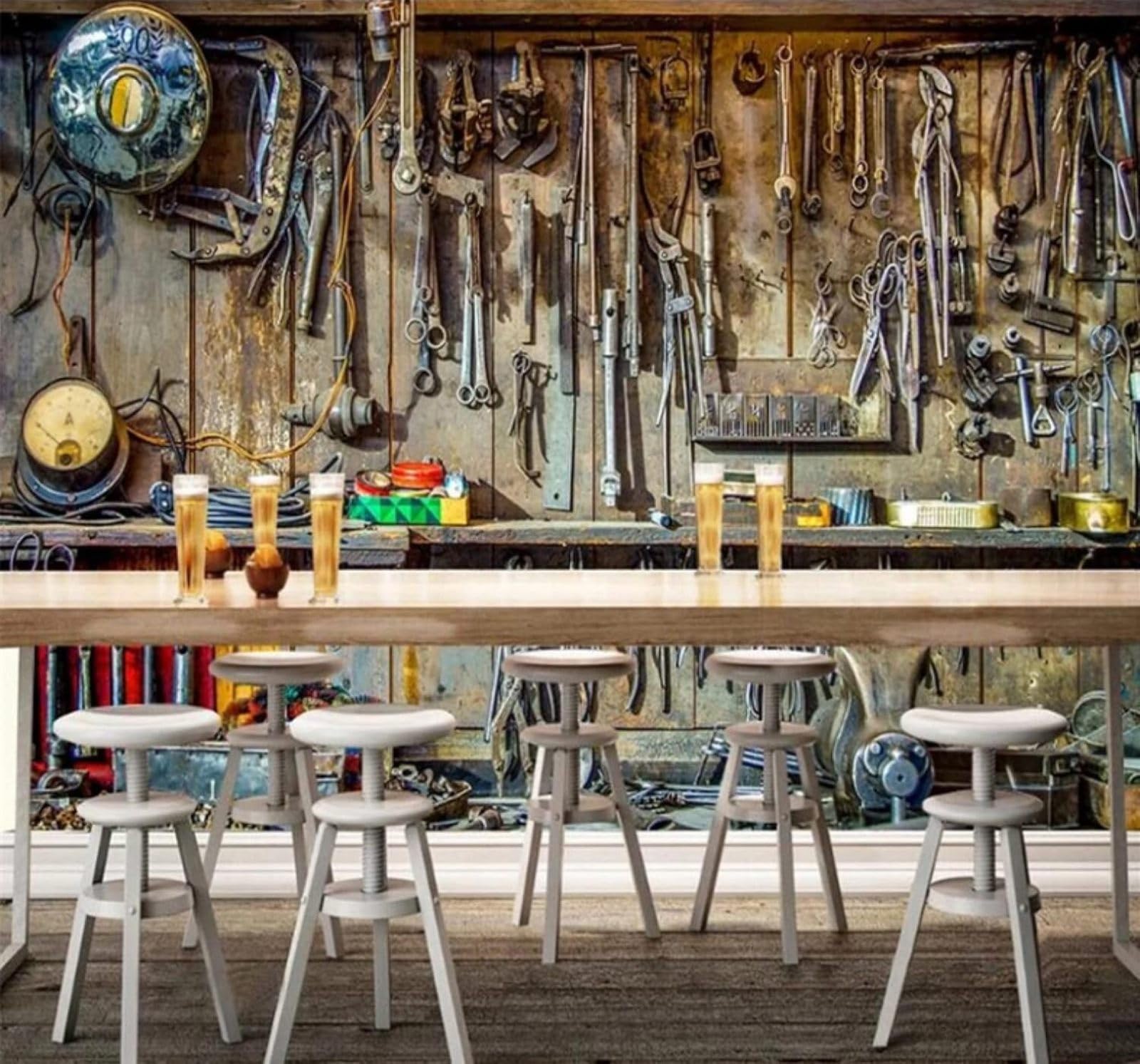 Retro Nostalgic Tools Industrial Style Art 3D Wallpaper Easy Install Feature Office Living Room Sofa Bedroom TV Background Wall Decoration-150cm×105cm
