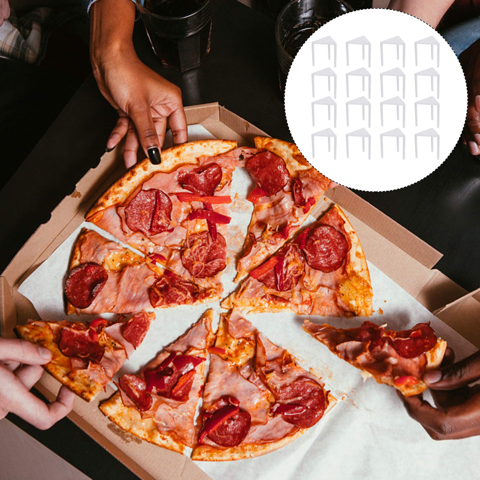 Hemoton Cake Tray 100pcs Plastic Pizza Tabletop Pizza Box Table Triangle Brackets Pizza Holder White Serving Tray