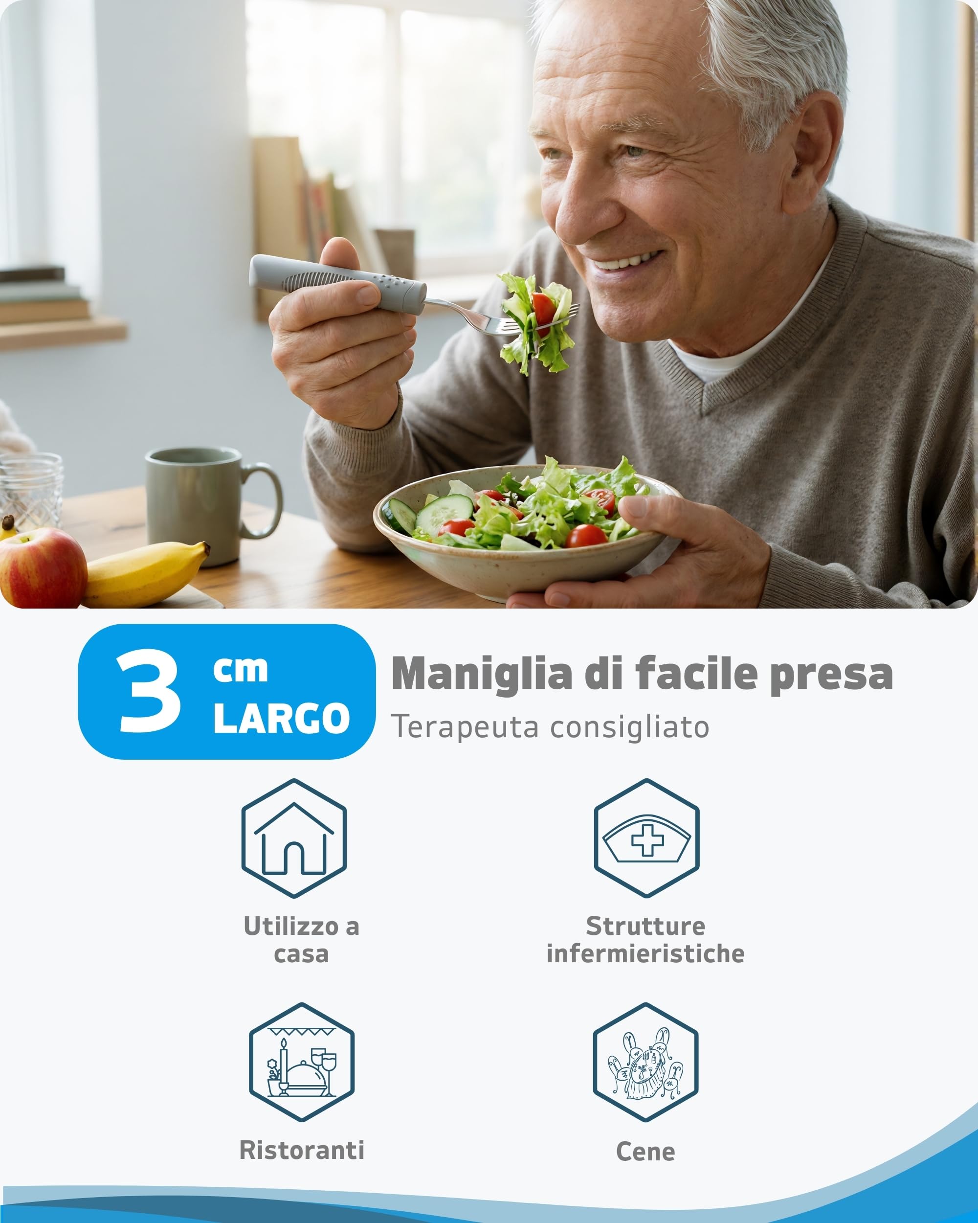 Set di utensili adattivi ponderati da 200 ml (4 pezzi) – argenteria pesante per Parkinson, tremori alle mani e artrite, posate terapeutiche per mangiare