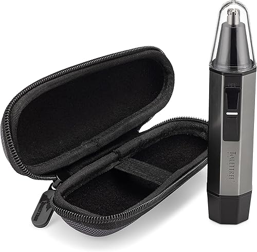 ToiletTree Products Cortadora de nariz de acero resistente al agua con luz LED y estuche de viaje
