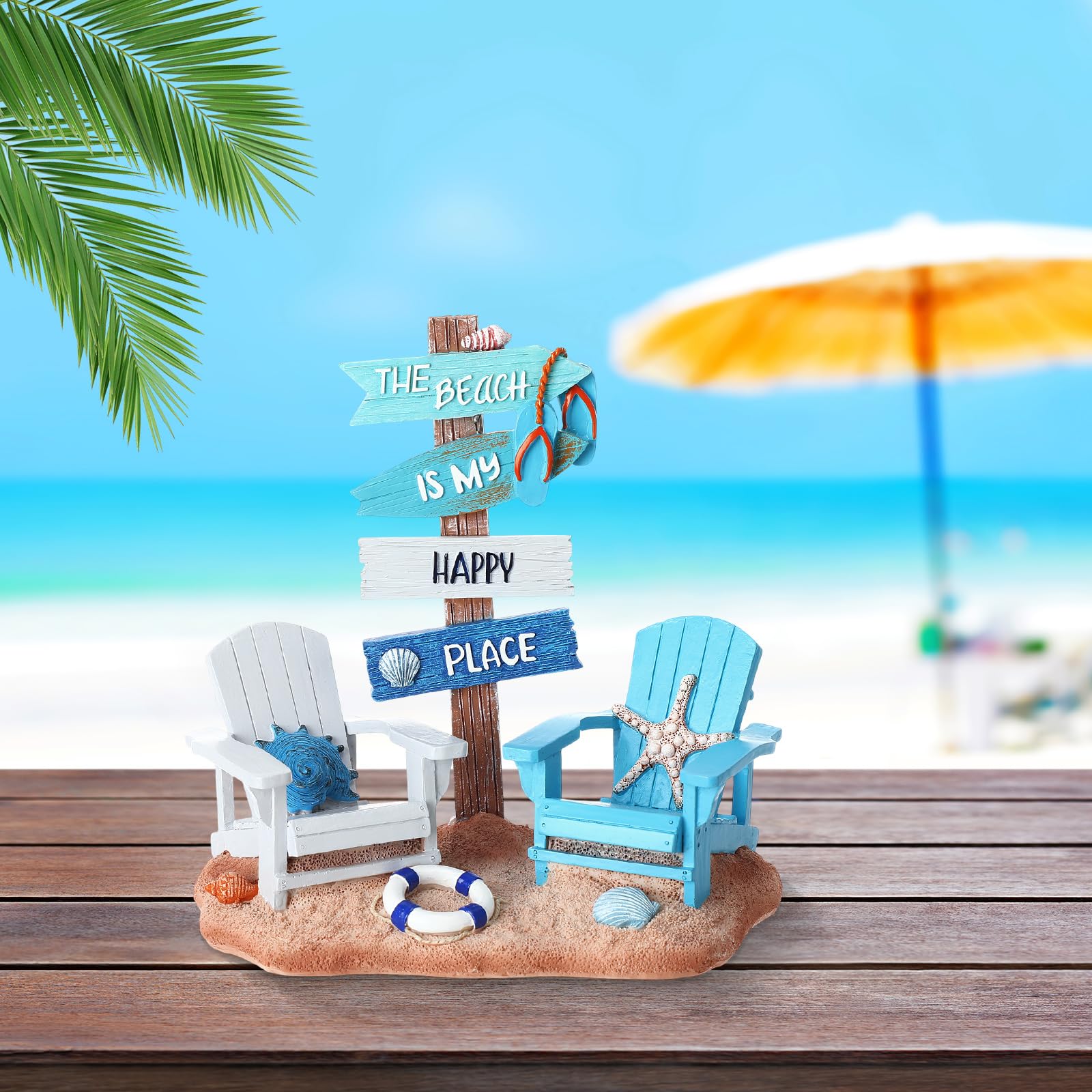 Amazon.com: Wonderjune Beach Christmas Decor Costal Chair Resin