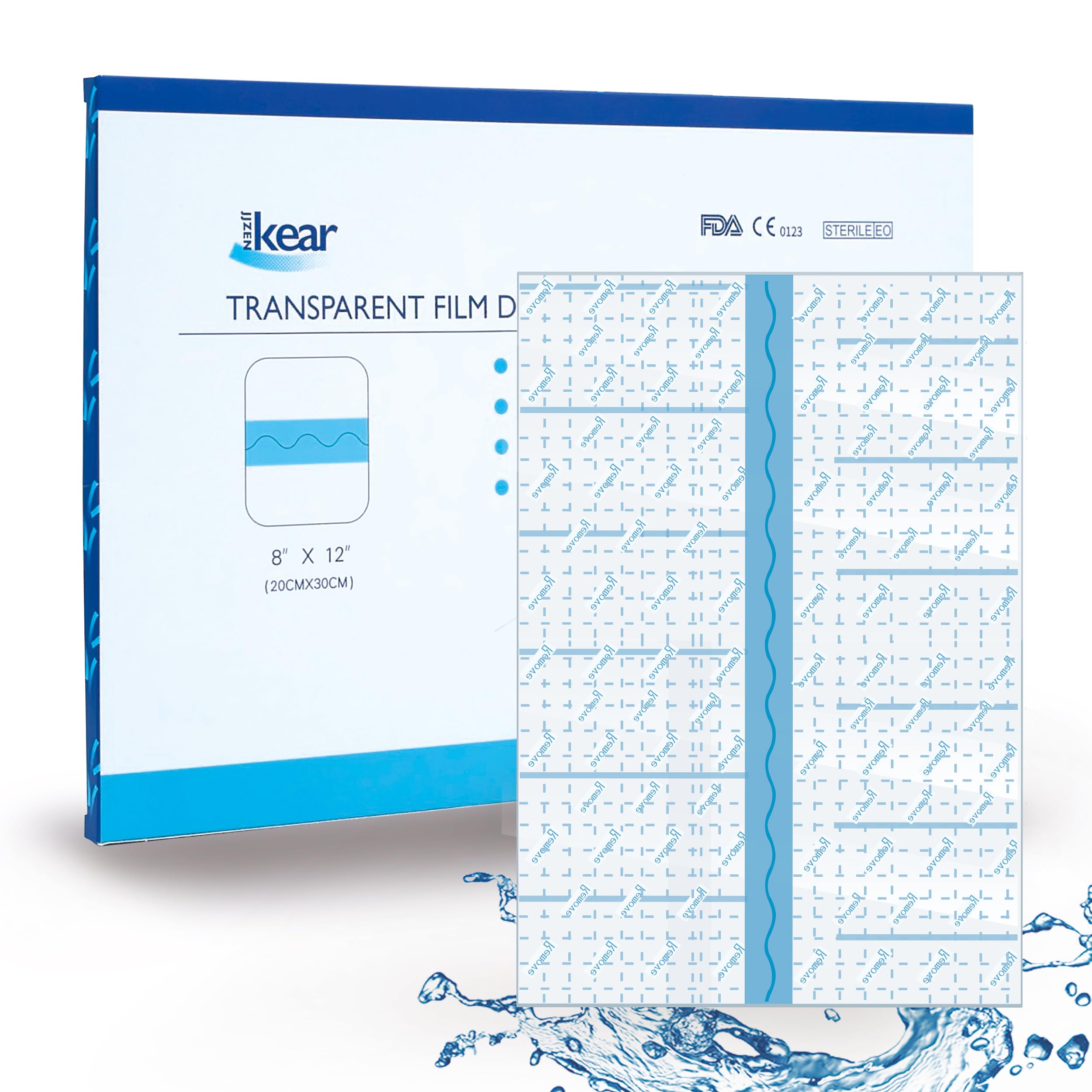 8"x12"-12 Individual Packages Sterile Waterproof Transparent Film Dressings for Wound Cover - Medical Grade - Clear Adhesive Skin Bandages for Shower