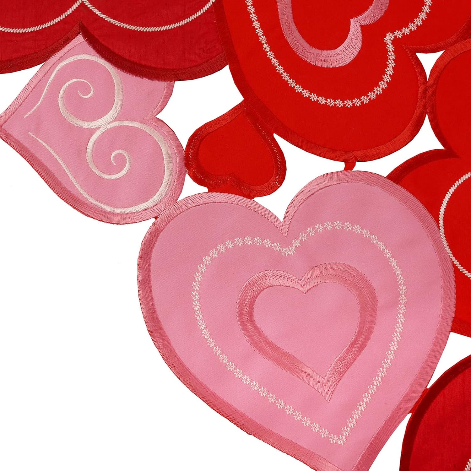 Grelucgo Embroidered Red and Pink Love Heart Table Runner for February 14th (13 x 90 inch)