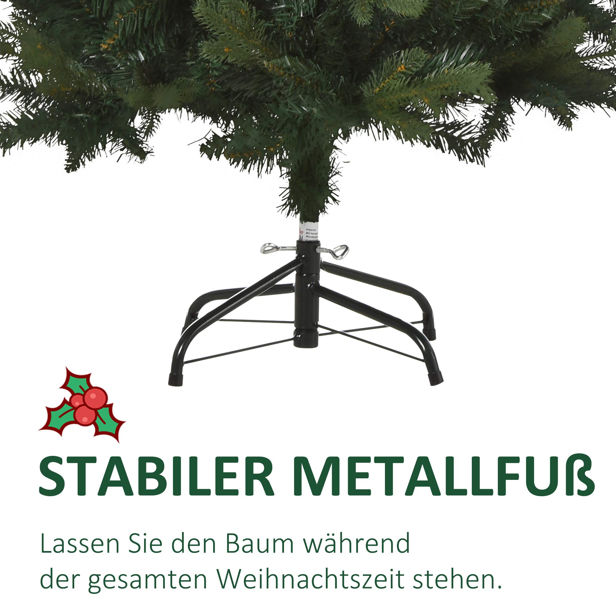 HOMCOM Künstlicher Weihnachtsbaum 120 cm mit 657 Spitzen Metallständer