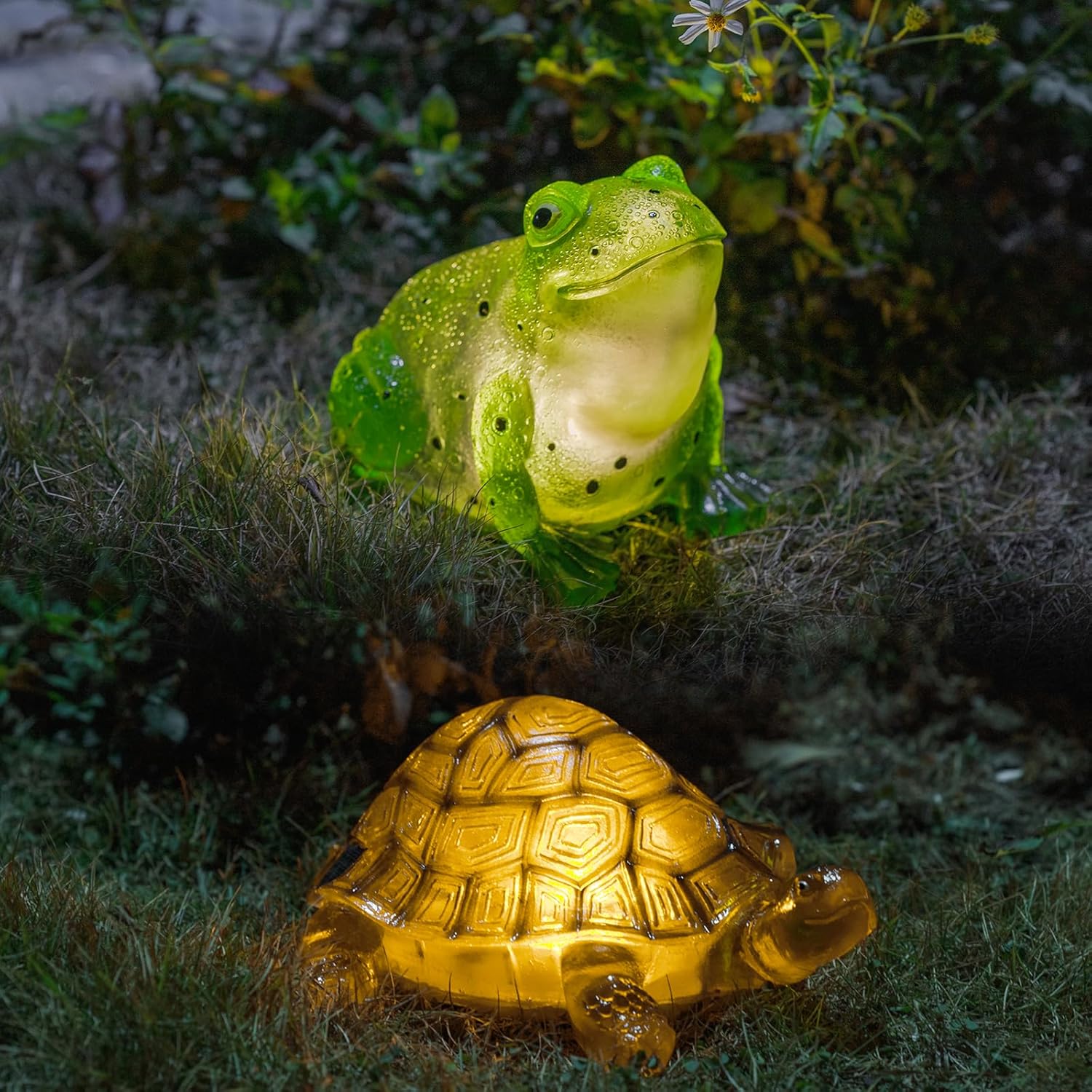 Solar Frog Light Solar Turtle Outdoor Lights Garden Decorations Animal Statue for Lawn Yard Backyard