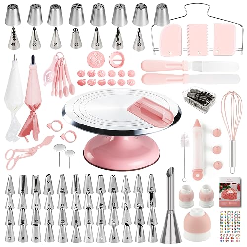 Cake Decorating Kit 138pcs Cake Decorating Supply with Aluminium Cake Turntable
