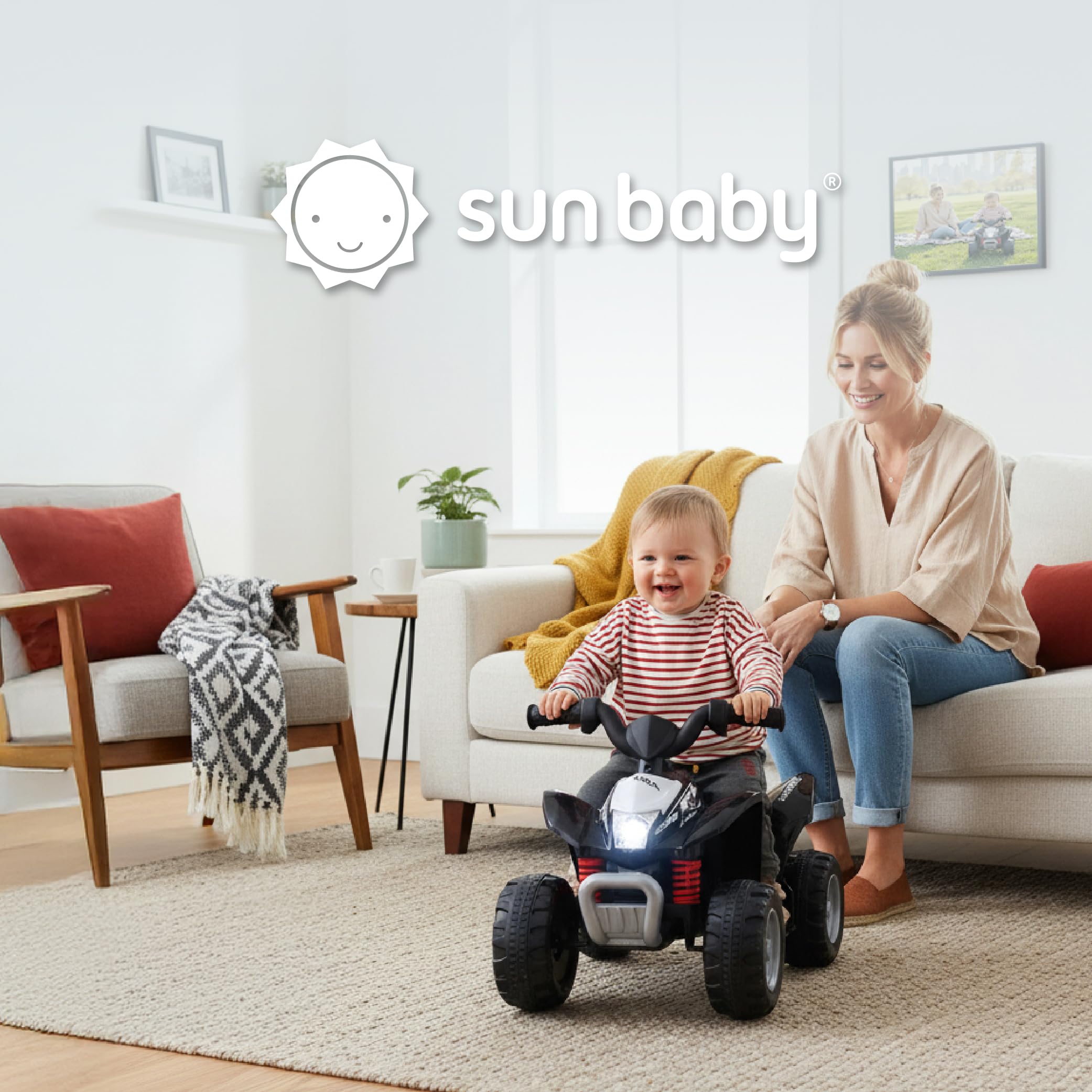 SUN BABY Quad Eléctrico Infantil 18 Meses 3 km/h - Negro | coche correpasillos, luz LED, juguete eléctrico