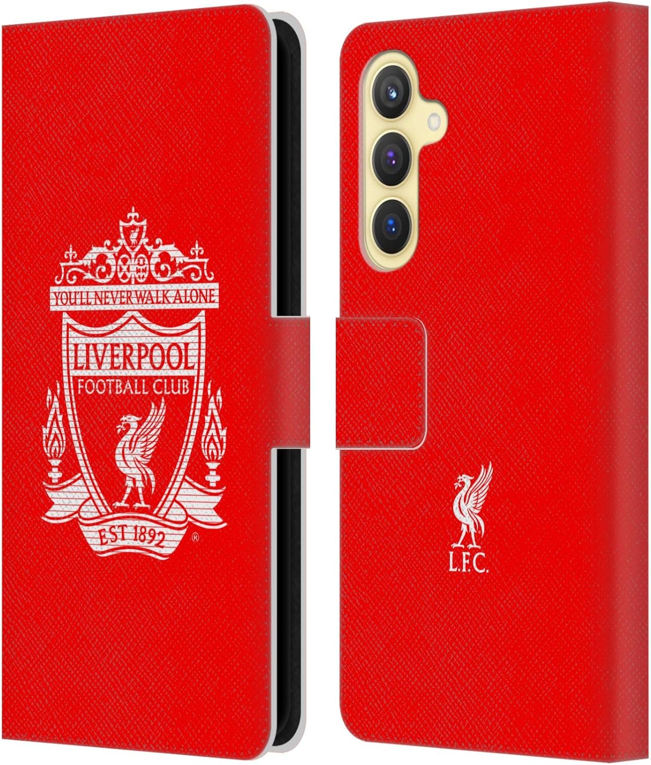 Head Case Designs Officially Licensed Liverpool Football Club Black Pixel 1 Crest 2 Leather Wallet Case Compatible with Samsung Galaxy S23 FE 5G