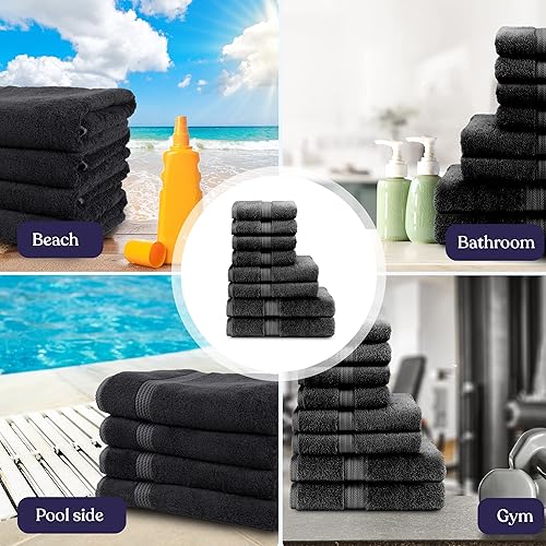 Miniatura 6 de Linen Republic Juego de 8 toallas de baño, 100% 2 toallas de baño de lujo, 2 toallas de mano y 4 paños de lavado, ultra suaves y absorbentes,