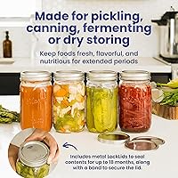 Vista 2 de Wallaby Tarros transparentes de boca ancha de 32 onzas con tapa y bandas de sellado, recipiente de vidrio hermético para enlatar, conservar