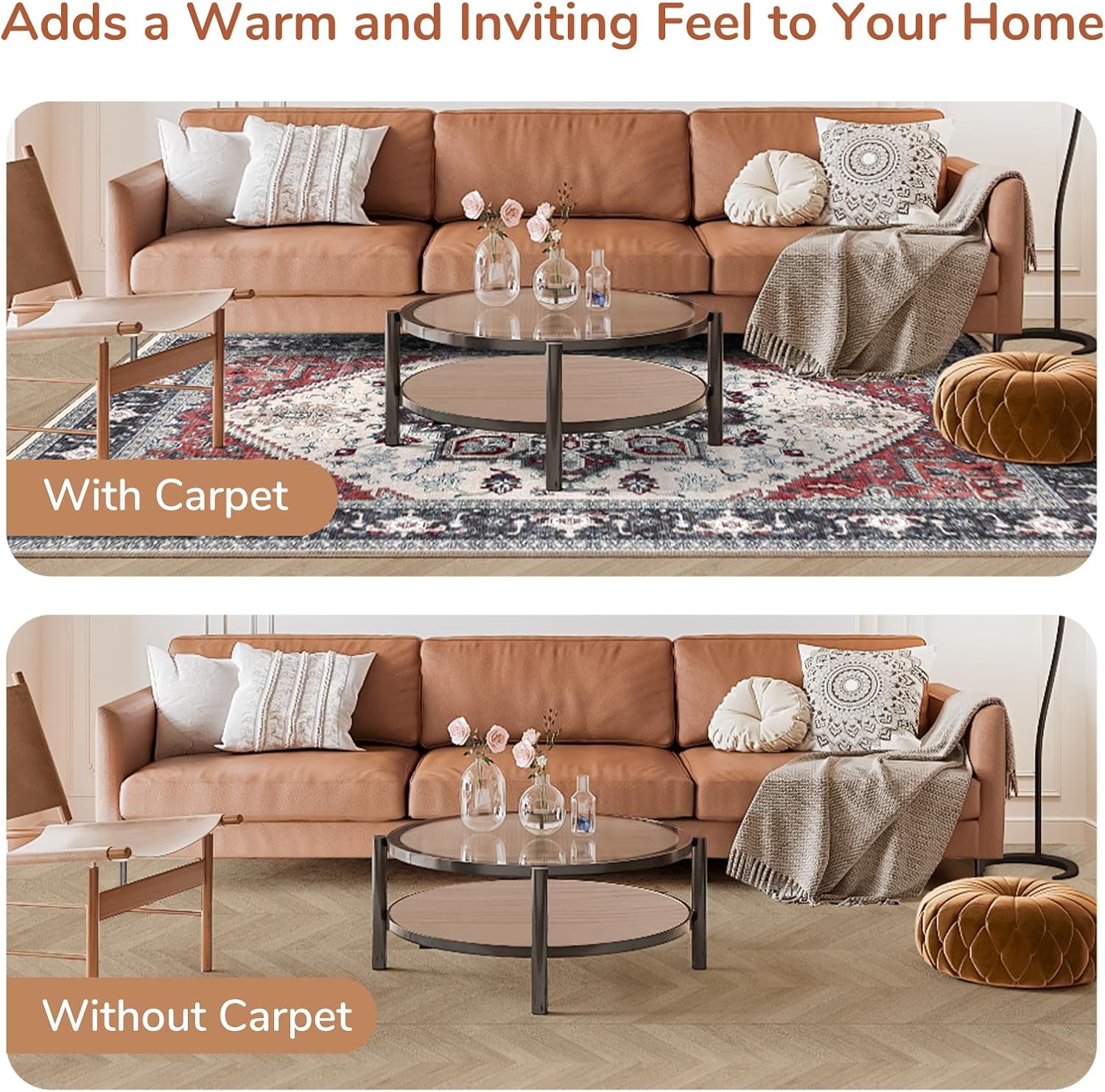 OPPODREAM Soft 10x14 Area Rugs, Washable Rugs 10x14 with Non Slip Backing, Low-Pile Faux Cashmere 10 x 14 Carpet, Black & Blue