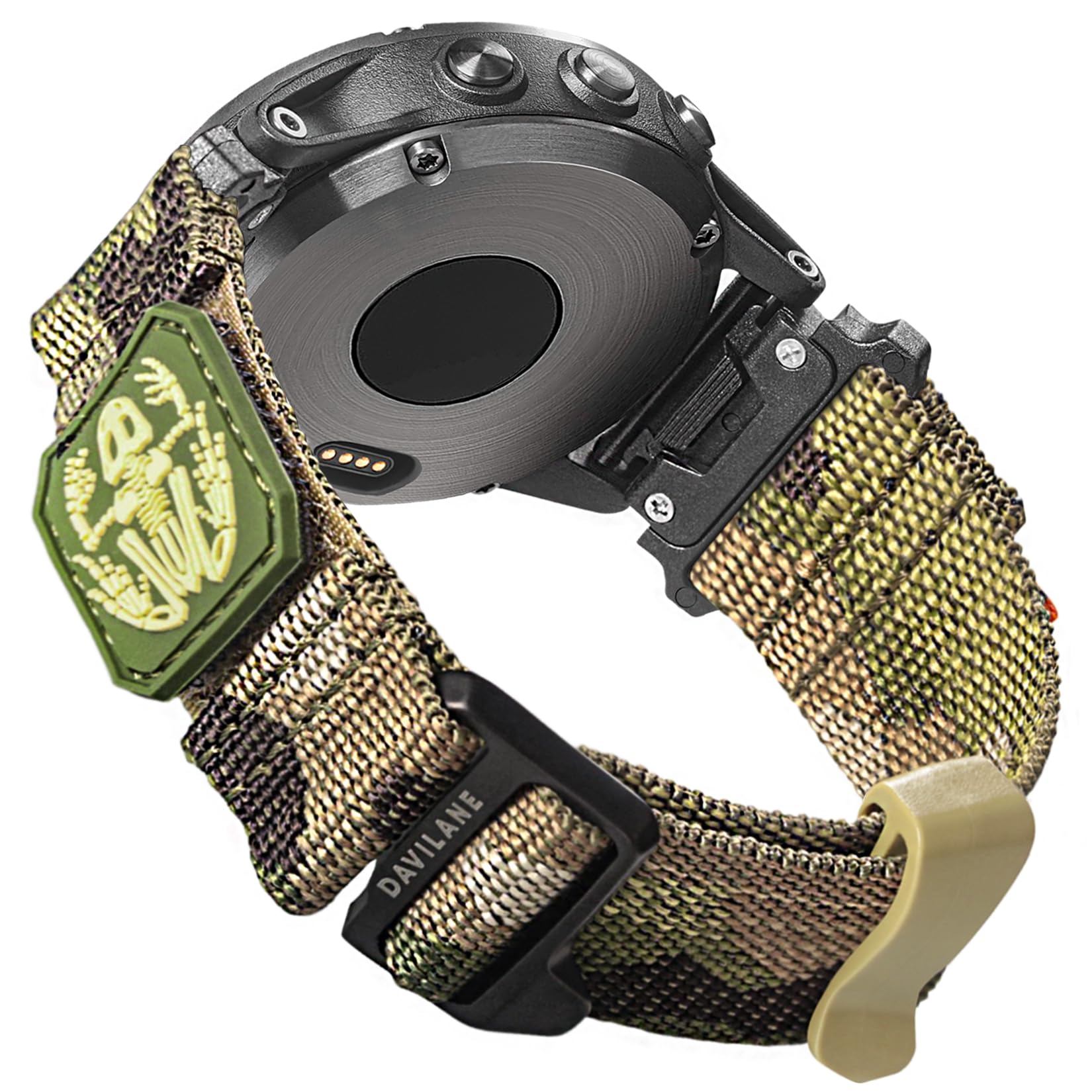 22mm Military Nylon Watch Band for Garmin Fenix 8 AMOLED/8 Solar 47mm/Fenix 7/6/5/Instinct 3 45mm/Forerunner 965/Epix,Rugged Camo Sport Watch Strap with Pattern for Hiking Camping for Men