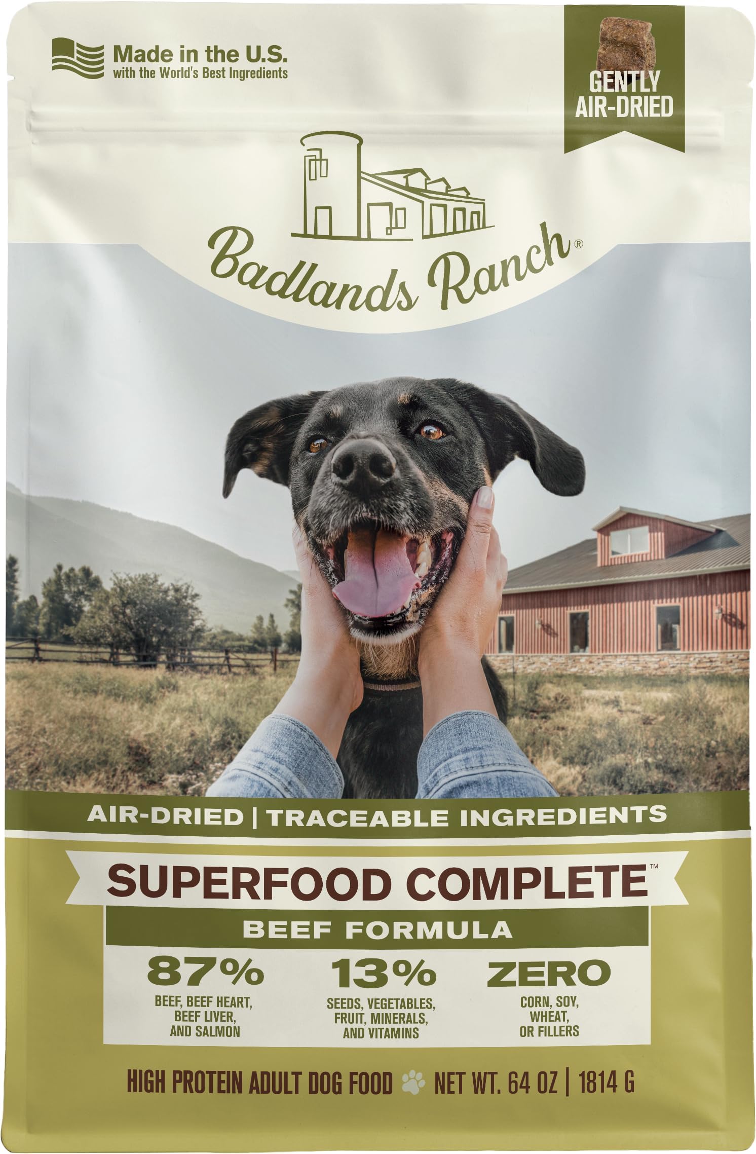 Superfood Complete, Air-Dried Adult Dog Food - High Protein, Zero Fillers, Superfood Nutrition by Katherine Heigl (64 oz., Beef Formula)