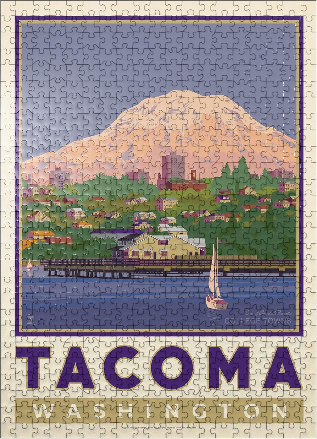 MyPuzzle American College Towns: Tacoma, WA - Premium 500 Piece Jigsaw Puzzle for Adults