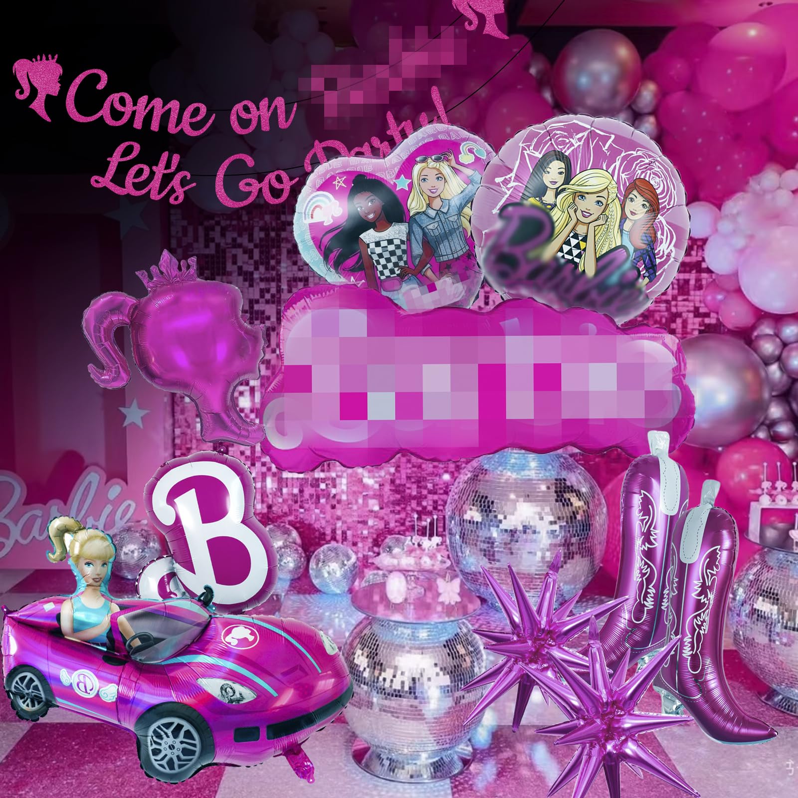 Pink Girl Party Decorations Foil Balloons Set, Pink Princess Birthday Party Decorations, Princess Foil Balloon Set, Princess Balloons for Girls Party Supplies - Image 4