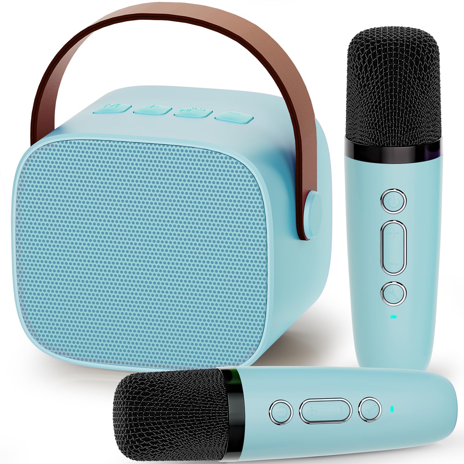 IROO Karaoke Machine for Kids,Most Popular Birthday Gifts for 3, 4, 5, 6, 7, 8, 9, 10,11,12 +Year Old Girls Boys,Mini Karaoke Machine with 2 Wireless Microphones,Portable Bluetooth Home Party (Blue)
