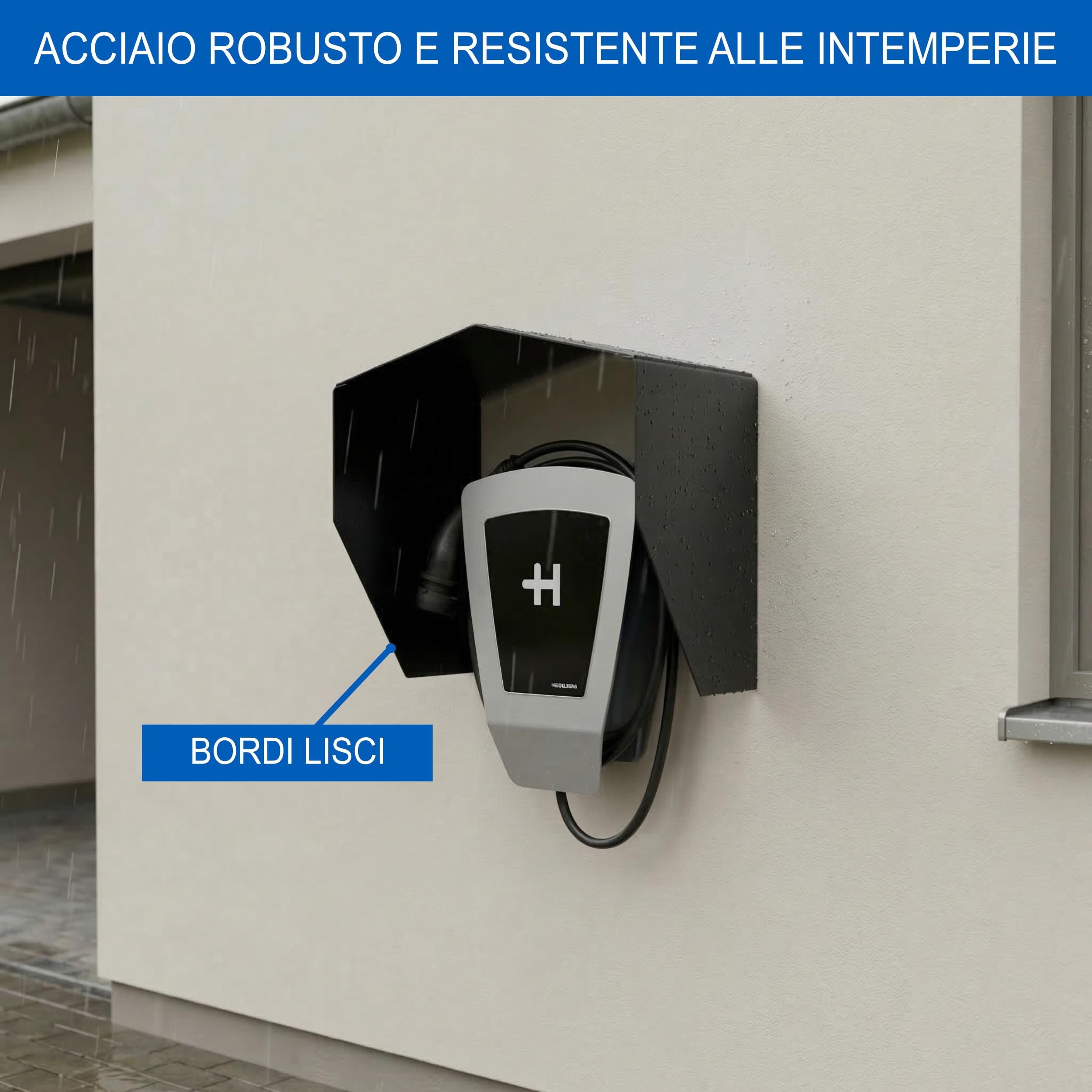 Protezione per wallbox in acciaio inossidabile • Tetto protettivo per la copertura della wallbox • Tetto protettivo da pioggia e sole per la stazione di ricarica EV