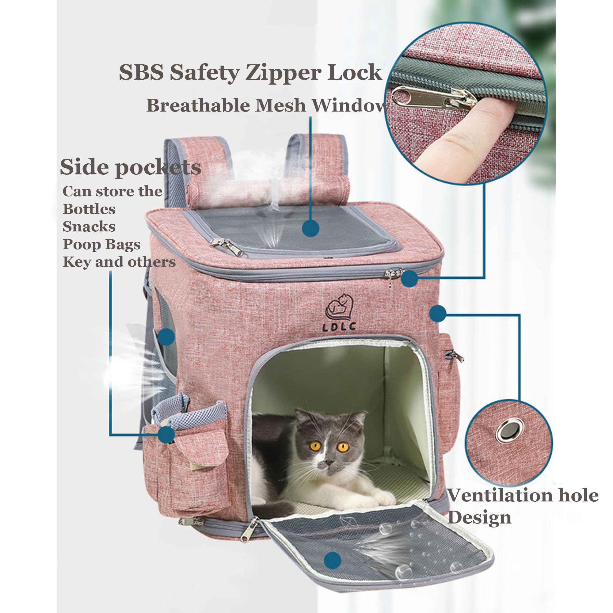 Sac à dos portable de transport pour chien et chat de petite et moyenne taille pour randonnée, camping, activités de plein air (jaune, L)