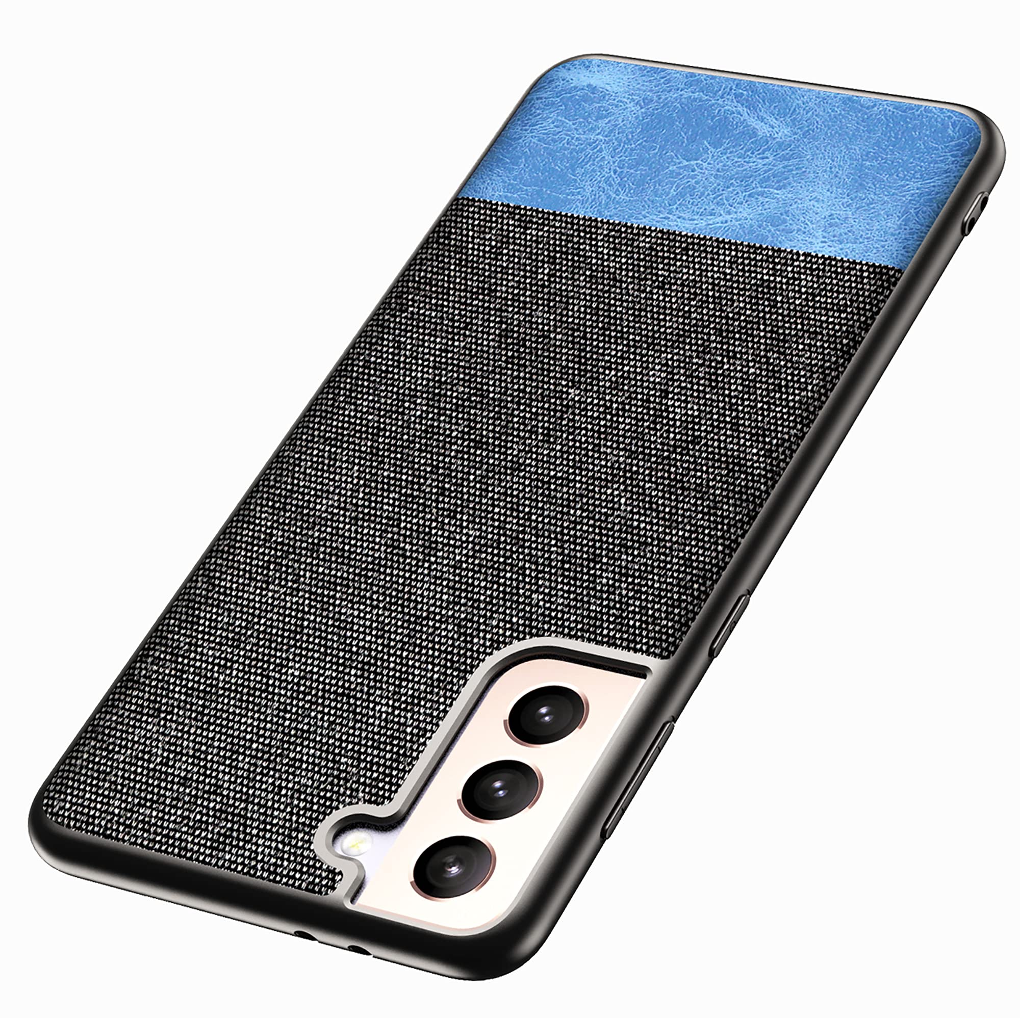 Kapa Soft Fabric & Leather Hybrid Protective Case Cover for Samsung Galaxy S21 (Black,Blue) (B08V8R66T9) Amazon Price History, Amazon Price Tracker