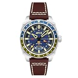 Brown Leather Strap GMT Automatic Watch&comma; 44mm by AVI-8